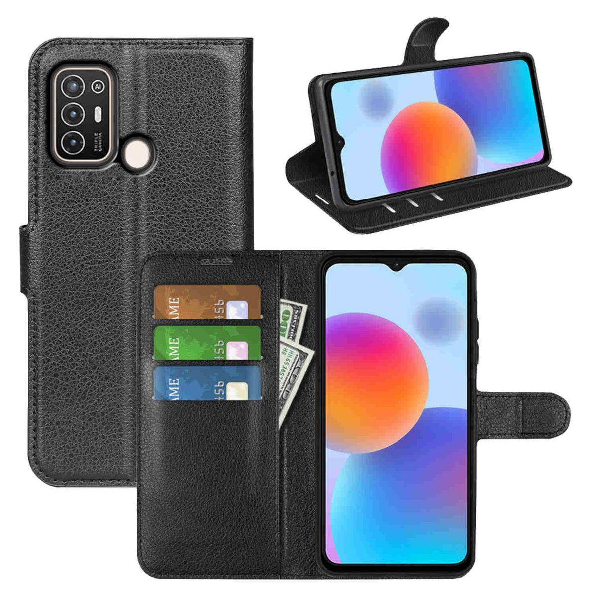 Für ZTE Blade A52 Handy Tasche Wallet Premium Schutz Hülle Case Cover Etuis Neu Zubehör Schwarz