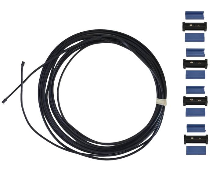 3 Meter Flachbandkabel eckig 2 x 0,75 mm² + 4 DC Kabelverbinder