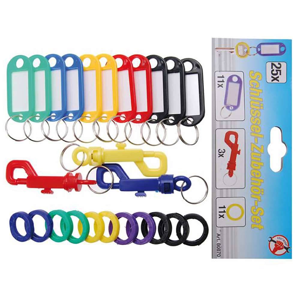 Schlüssel-Anhänger-Satz - Schlüsselfahnen, Karabiner und Schlüsselringe