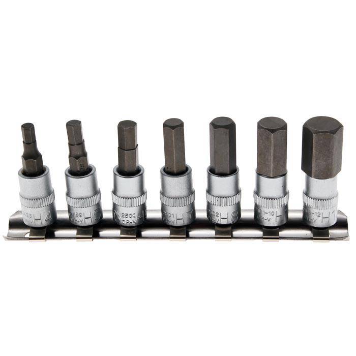 Bit-Einsatz-Set - Innensechskant - 4-12 mm - Antrieb- 1/4" - CV-Stahl