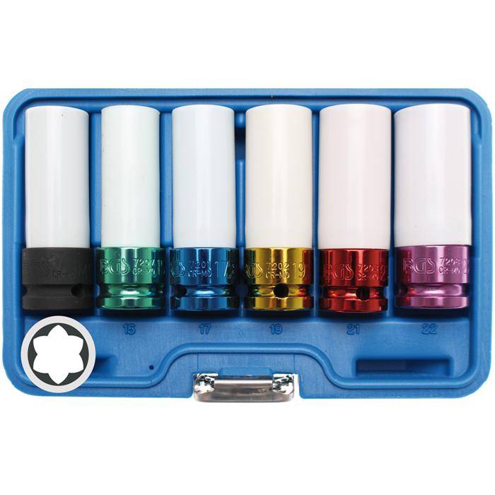 Kraft-Schon-Einsatz-Set - 1/2 " Antrieb - 15 bis 22 mm - CRO-MO-Stahl - 6-tlg.