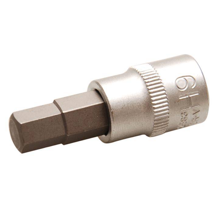 Bit-Einsatz - Innen-6-kant - 9 mm - Antrieb- 3/8" - CV-Stahl - matt verchromt