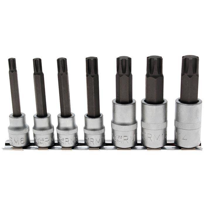 Bit-Einsatz-Set - Ribe R6 bis R14 - 3/8 " und 1/2 " Antrieb - CV-Stahl