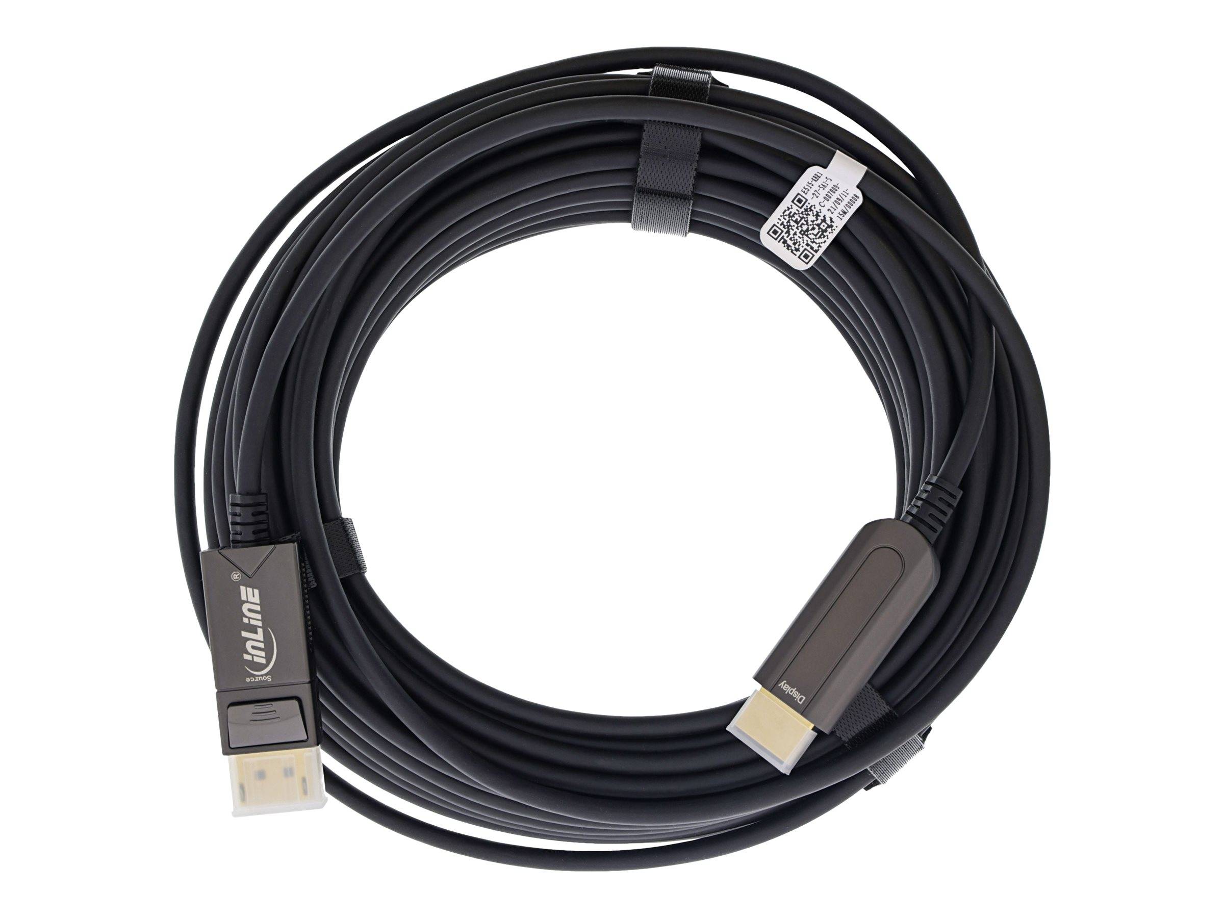 INLINE - DisplayPort zu HDMI AOC Konverter Kabel - 4K/60Hz - schwarz - 10m