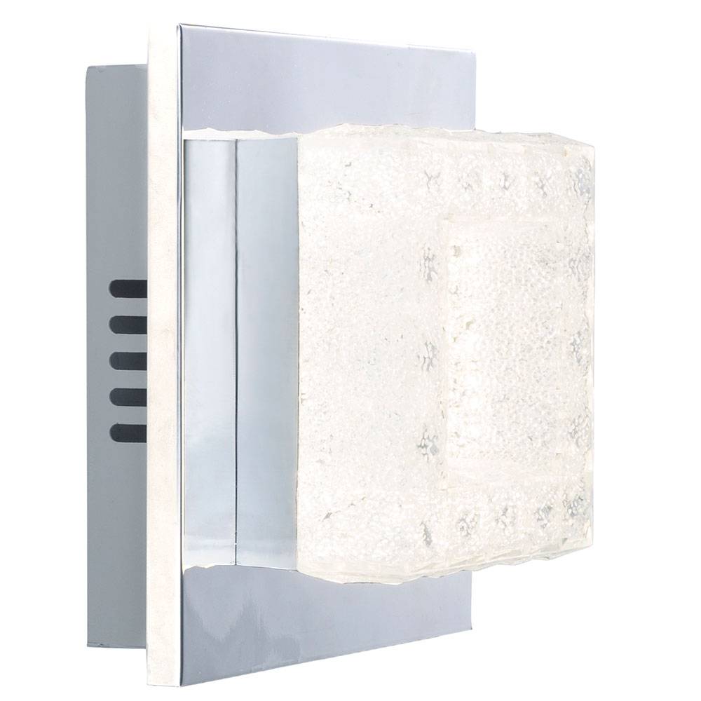 Wandleuchte Wandlampe Schlafzimmerlampe LED Kristalle chrom Wandstrahler, Acryl, 1x LED 6W 520Lm 3000K, LxBxH 18x18x9,6 cmcm