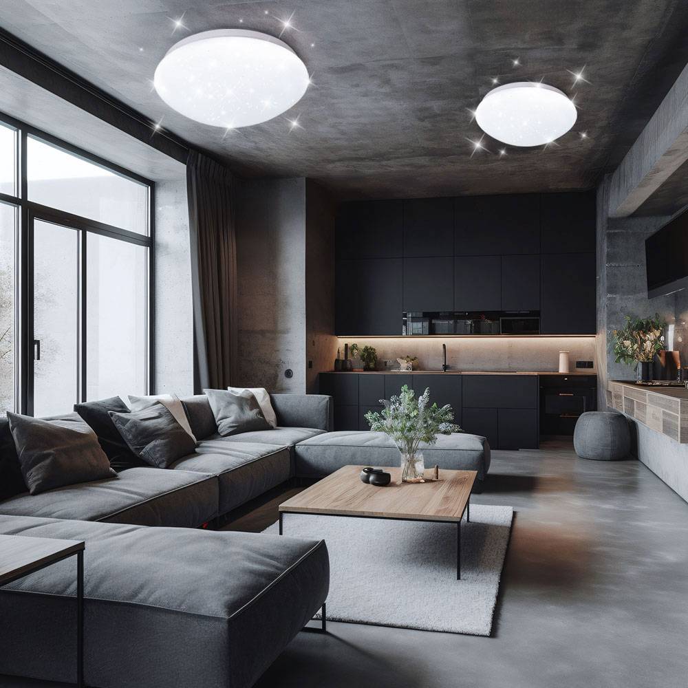 Deckenleuchte Sternenhimmel LED Küchenlampe Deckenlampe Schlafzimmerleuchte Wohnzimmerlampe, Metall weiß, 8W 560lm 6400K kaltweiß, DxH 21,5 x 7,8