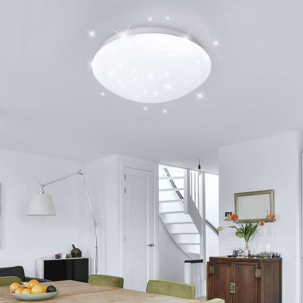 Deckenleuchte Sternenhimmel LED Küchenlampe Deckenlampe Schlafzimmer, weiß, 8W 560lm kaltweiß, DxH 21,5 x 7,8 cm