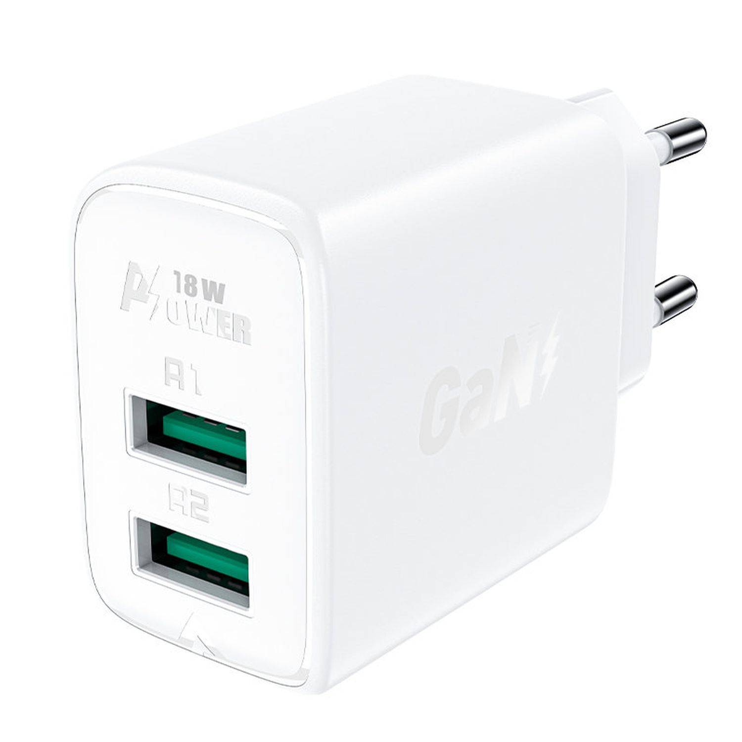 Acefast Ladegerät 2x USB 18W QC 3.0, AFC, FCP Schnell-Ladegerät Quick Charge 3.0 Adapter Weiß