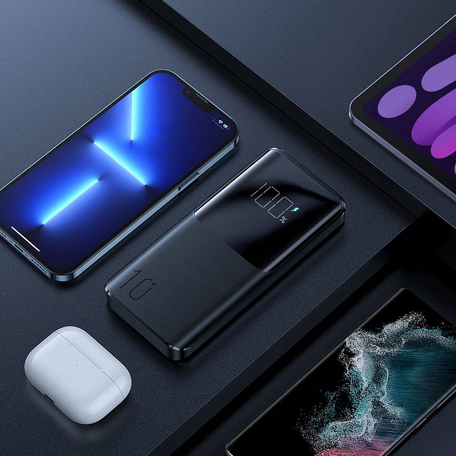 Joyroom 15W 10000mAh PD QC3.0 AFC Externer Akku Powerbank Schnell-Ladegerät schwarz