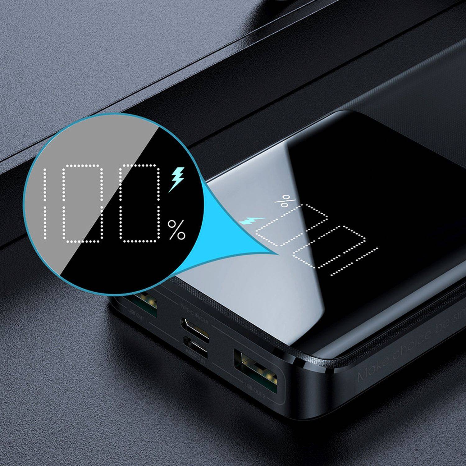 Joyroom 15W 10000mAh PD QC3.0 AFC Externer Akku Powerbank Schnell-Ladegerät schwarz