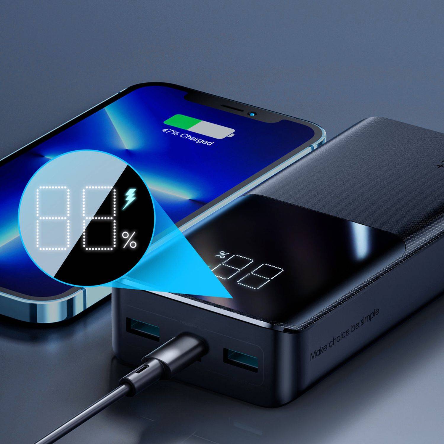 Joyroom Powerbank 22.5W 20000mAh PD QC3.0 AFC Externer Akku Schnell-Ladegerät schwarz