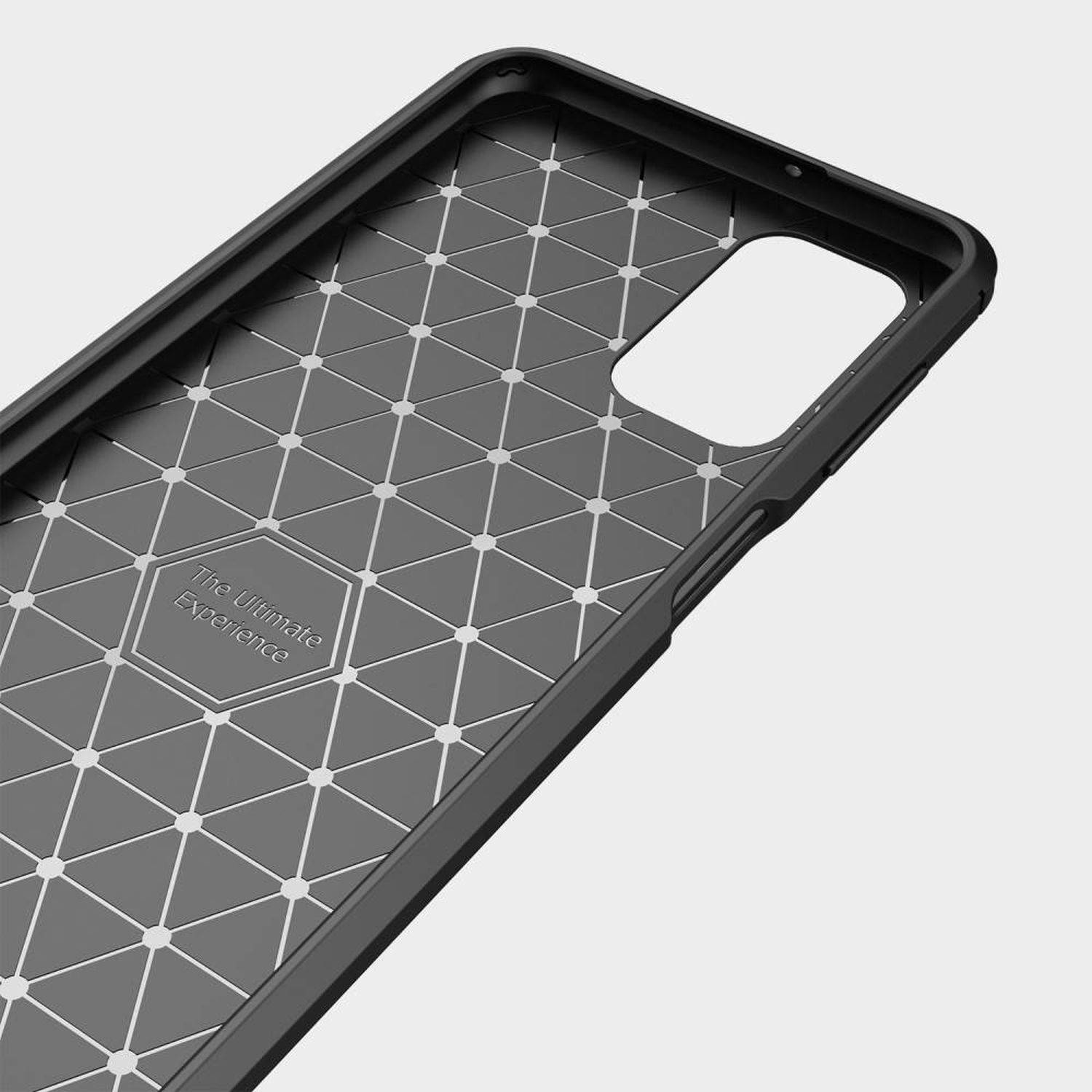 Silikon Hülle Bumper Carbon kompatibel mit SAMSUNG GALAXY M32 5G Case TPU Soft Handyhülle Cover Schutzhülle Schwarz