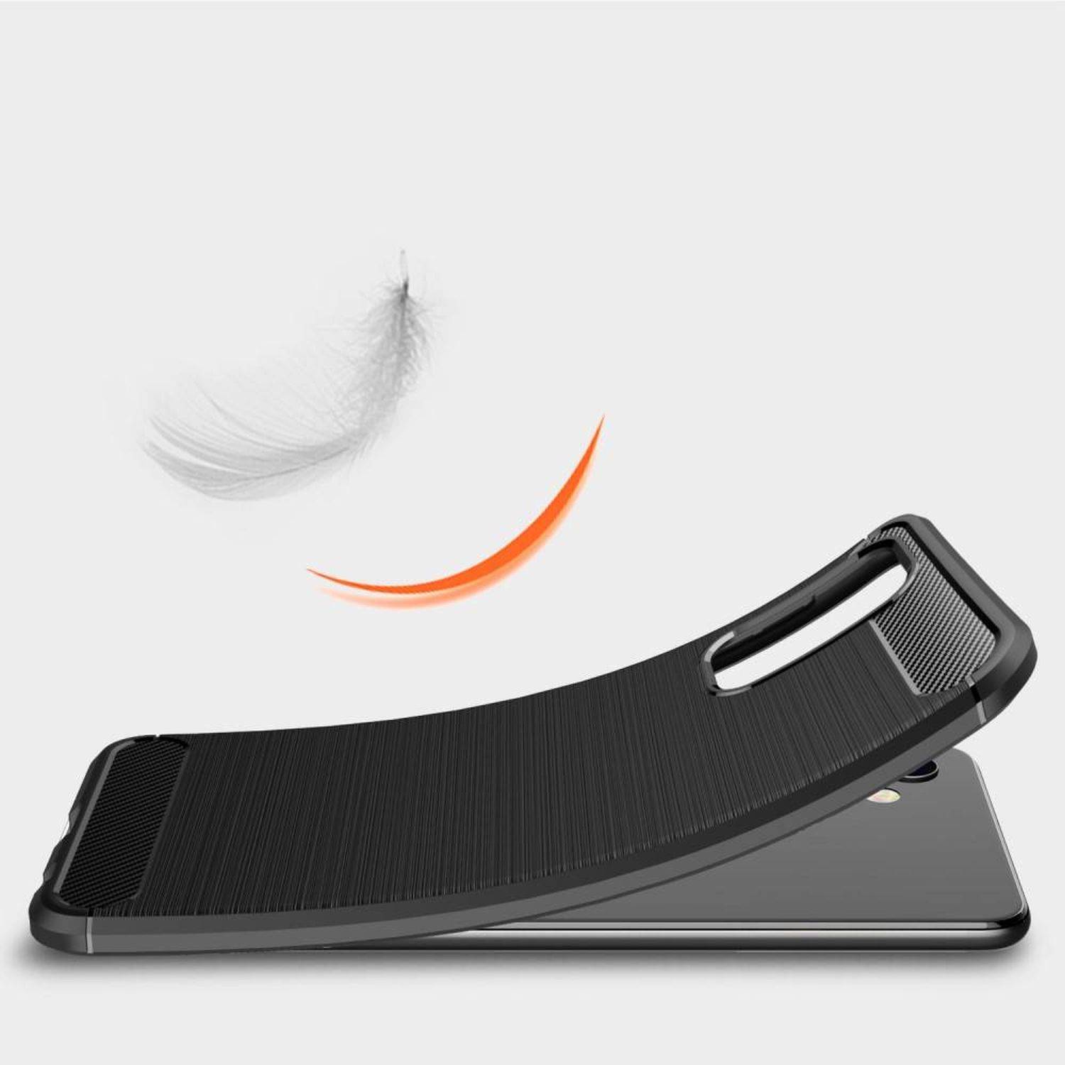 Silikon Hülle Bumper Carbon kompatibel mit SAMSUNG GALAXY M32 5G Case TPU Soft Handyhülle Cover Schutzhülle Schwarz