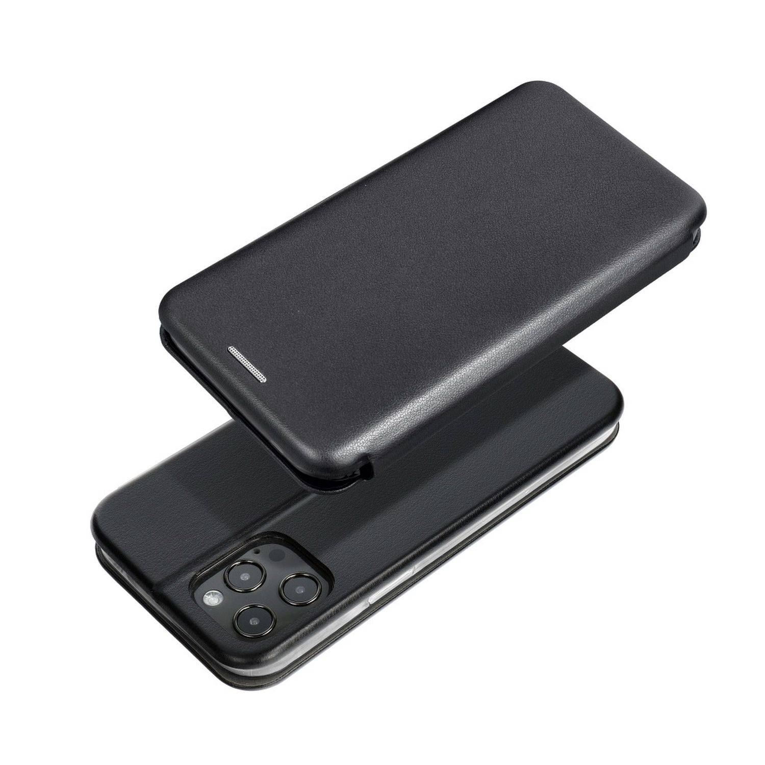 Elegante Buch-Tasche Hülle Leder Optik "Elegance" Wallet Book-Style Schale kompaitbel mit iPhone 14 Schwarz