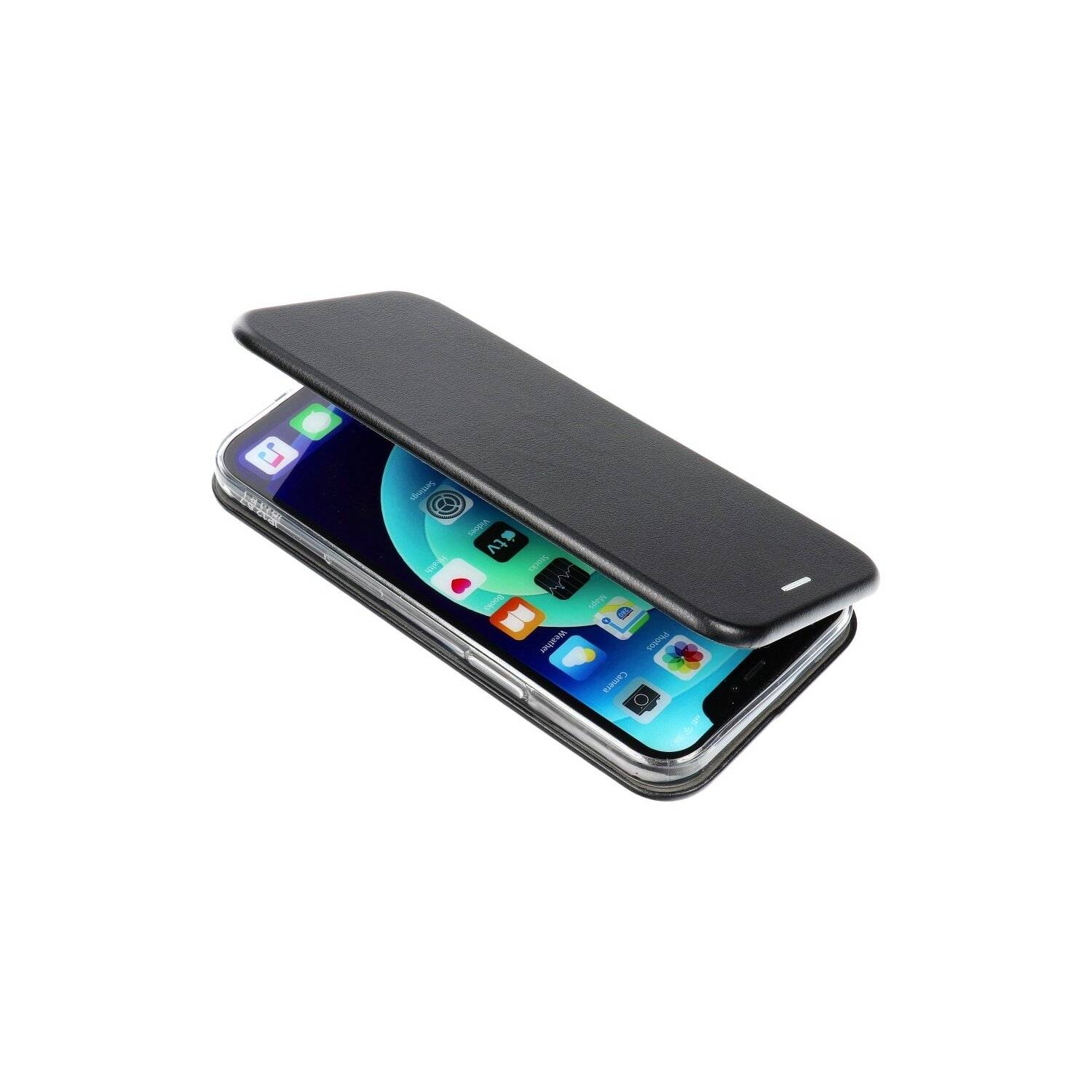 Elegante Buch-Tasche Hülle Leder Optik "Elegance" Wallet Book-Style Schale kompaitbel mit iPhone 14 Plus Schwarz