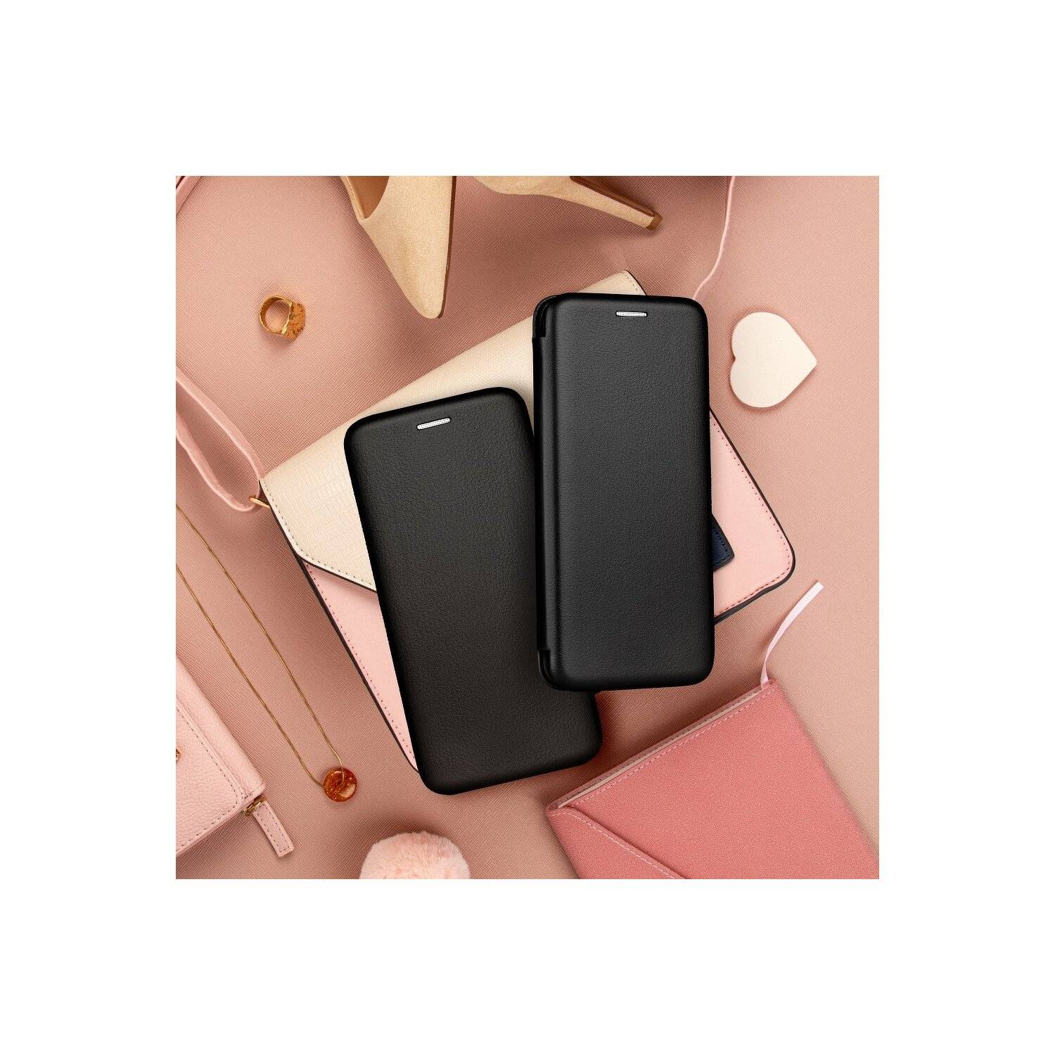 Elegante Buch-Tasche Hülle Leder Optik "Elegance" Wallet Book-Style Schale kompaitbel mit iPhone 14 Plus Schwarz