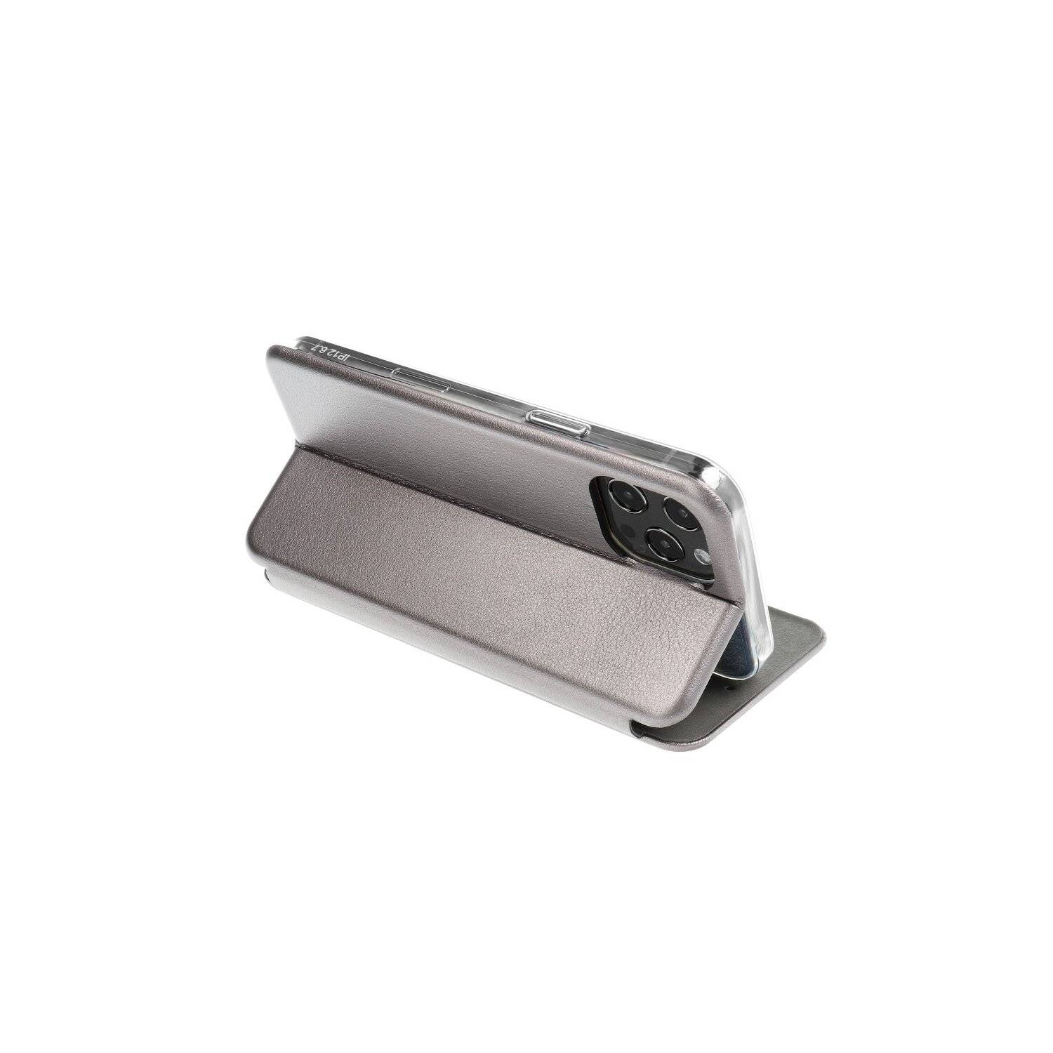 Elegante Buch-Tasche Hülle Leder Optik "Elegance" Wallet Book-Style Schale kompaitbel mit iPhone 14 Plus Grau