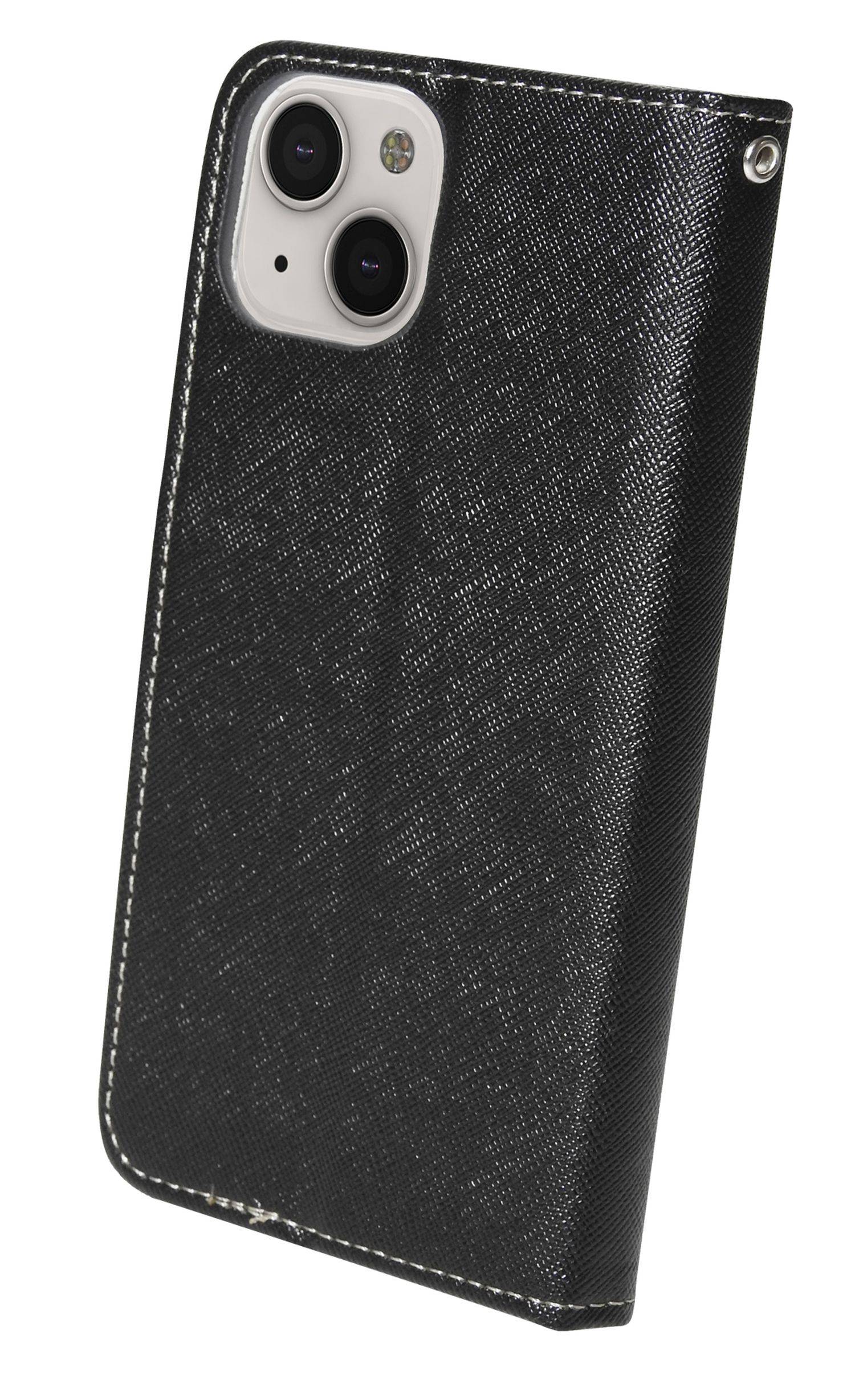 Buch Tasche "Fancy" für iPhone 14 Handy Hülle Etui Brieftasche Schutzhülle mit Standfunktion, Kartenfach Schwarz-Gold