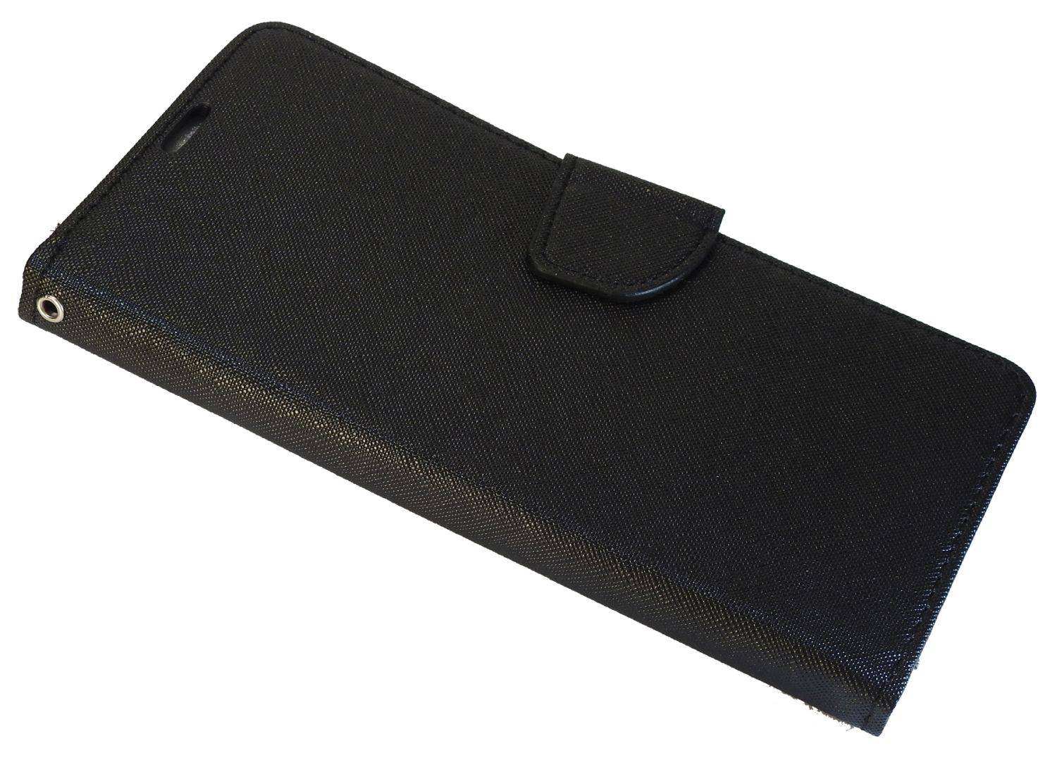 Buch Tasche "Fancy" für iPhone 14 Handy Hülle Etui Brieftasche Schutzhülle mit Standfunktion, Kartenfach Schwarz
