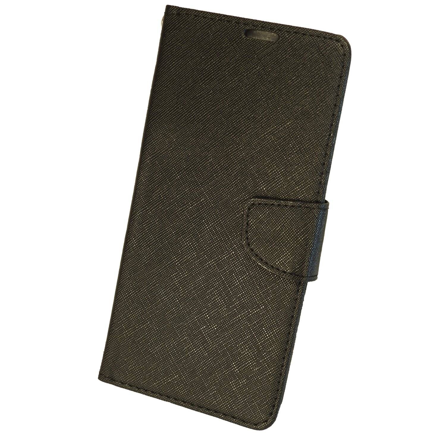 Buch Tasche "Fancy" kompatibel mit iPhone 14 Plus Handy Hülle Brieftasche mit Standfunktion, Kartenfach Schwarz
