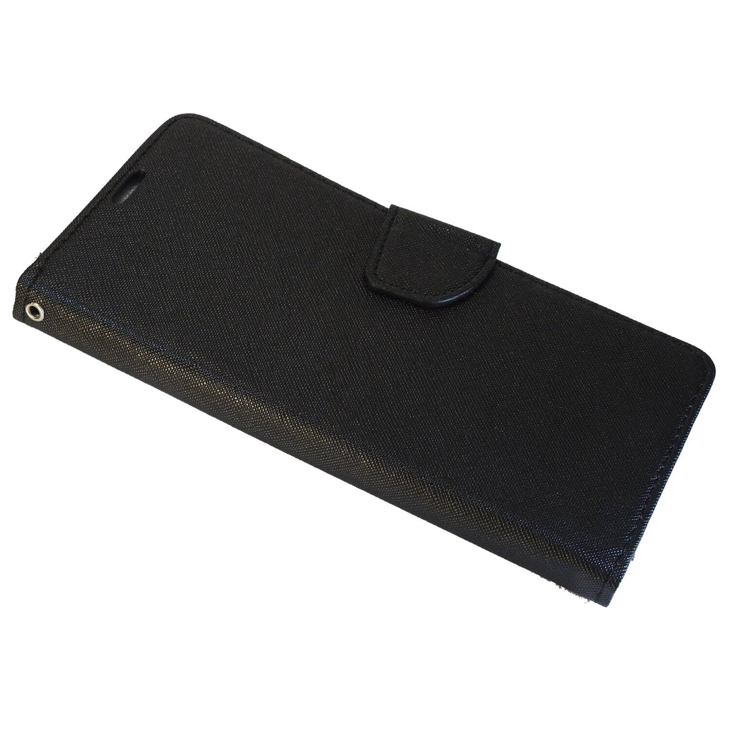 Buch Tasche "Fancy" kompatibel mit iPhone 14 Plus Handy Hülle Brieftasche mit Standfunktion, Kartenfach Schwarz
