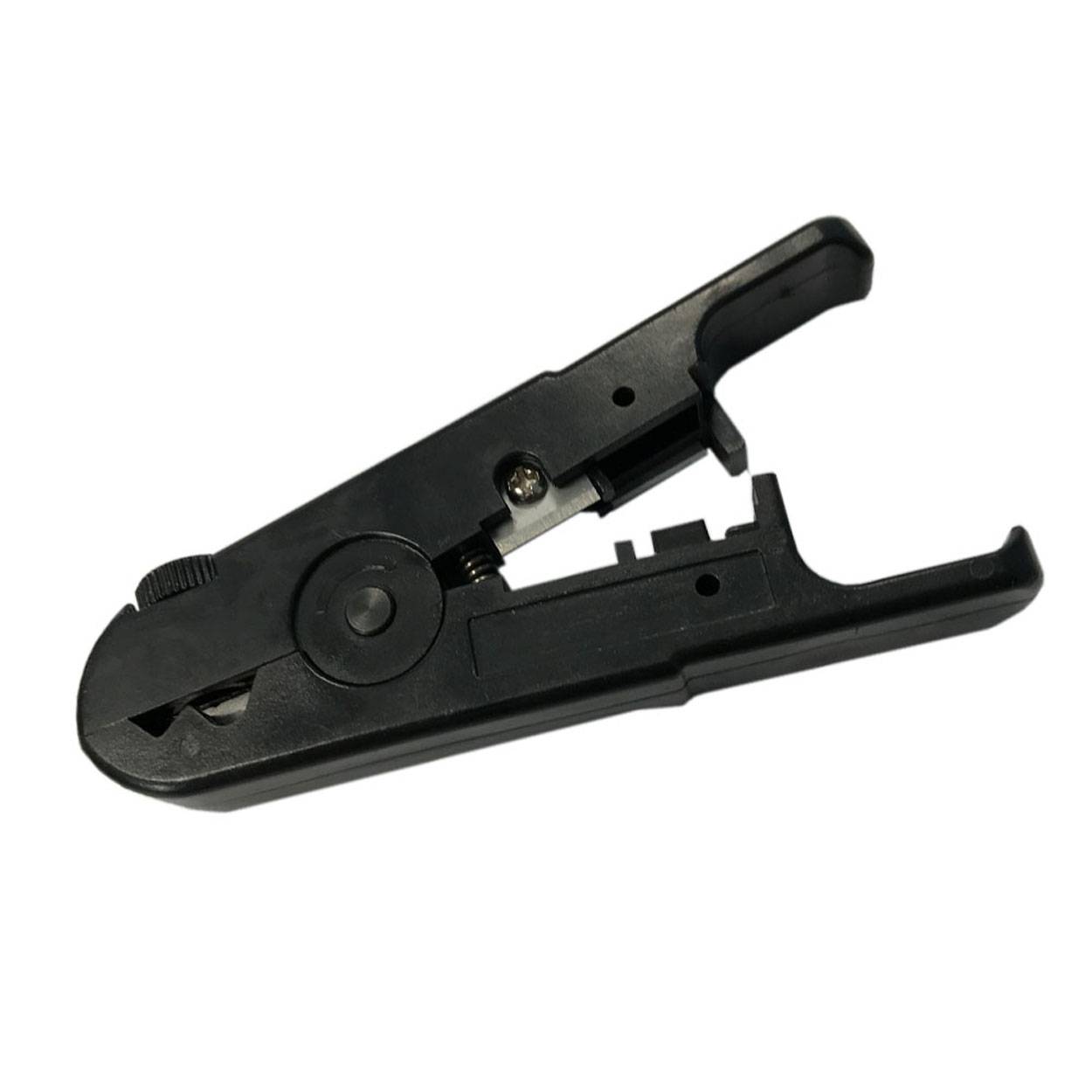 PremiumX PX-218 Abisolierwerkzeug Abisolierzange Schwarz für Koaxialkabel Computerkabel Lautsprecherkabel STP/UTP Kabel