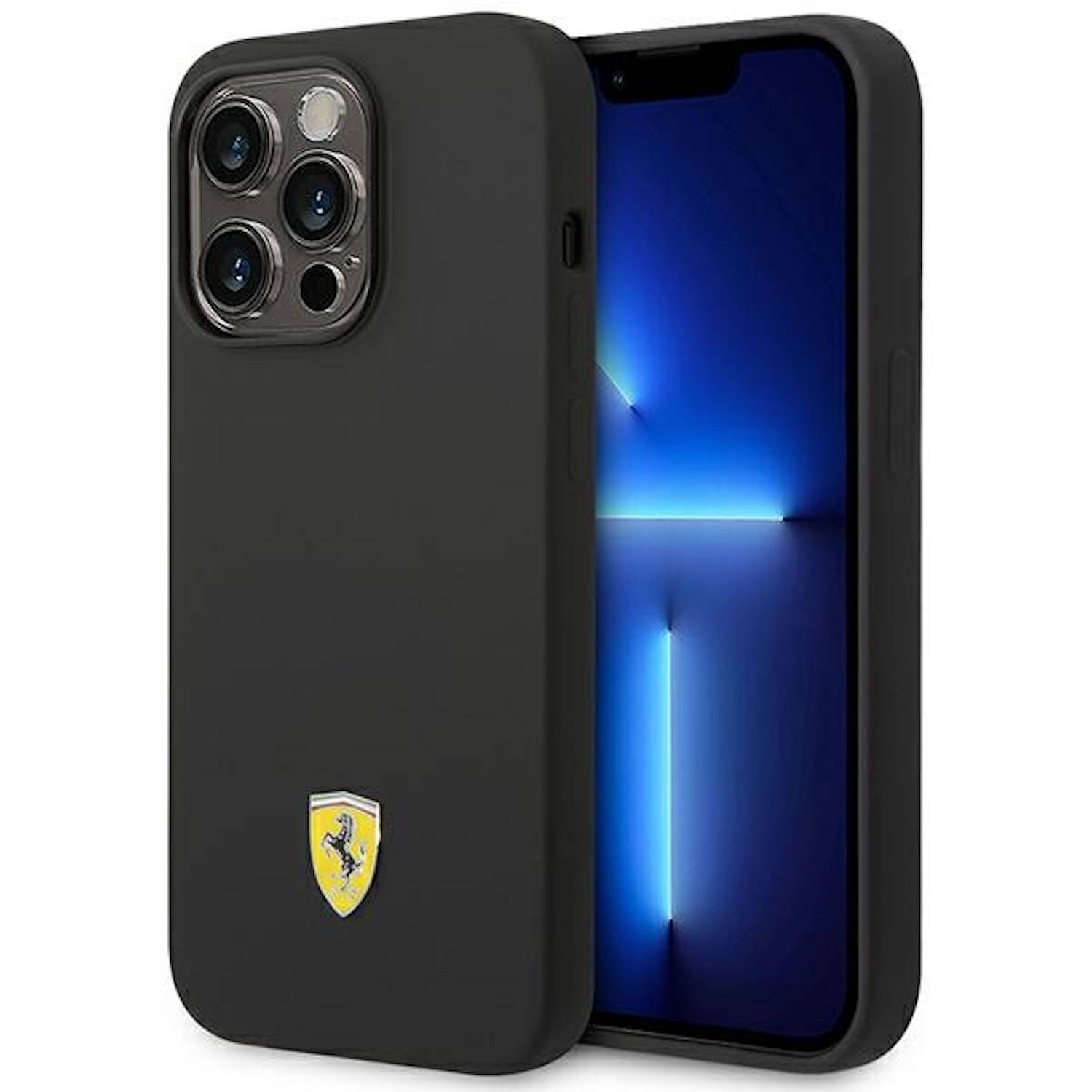 Ferrari Silikon Metal Logo Magsafe Hardcase Cover für Apple iPhone 14 Pro Max