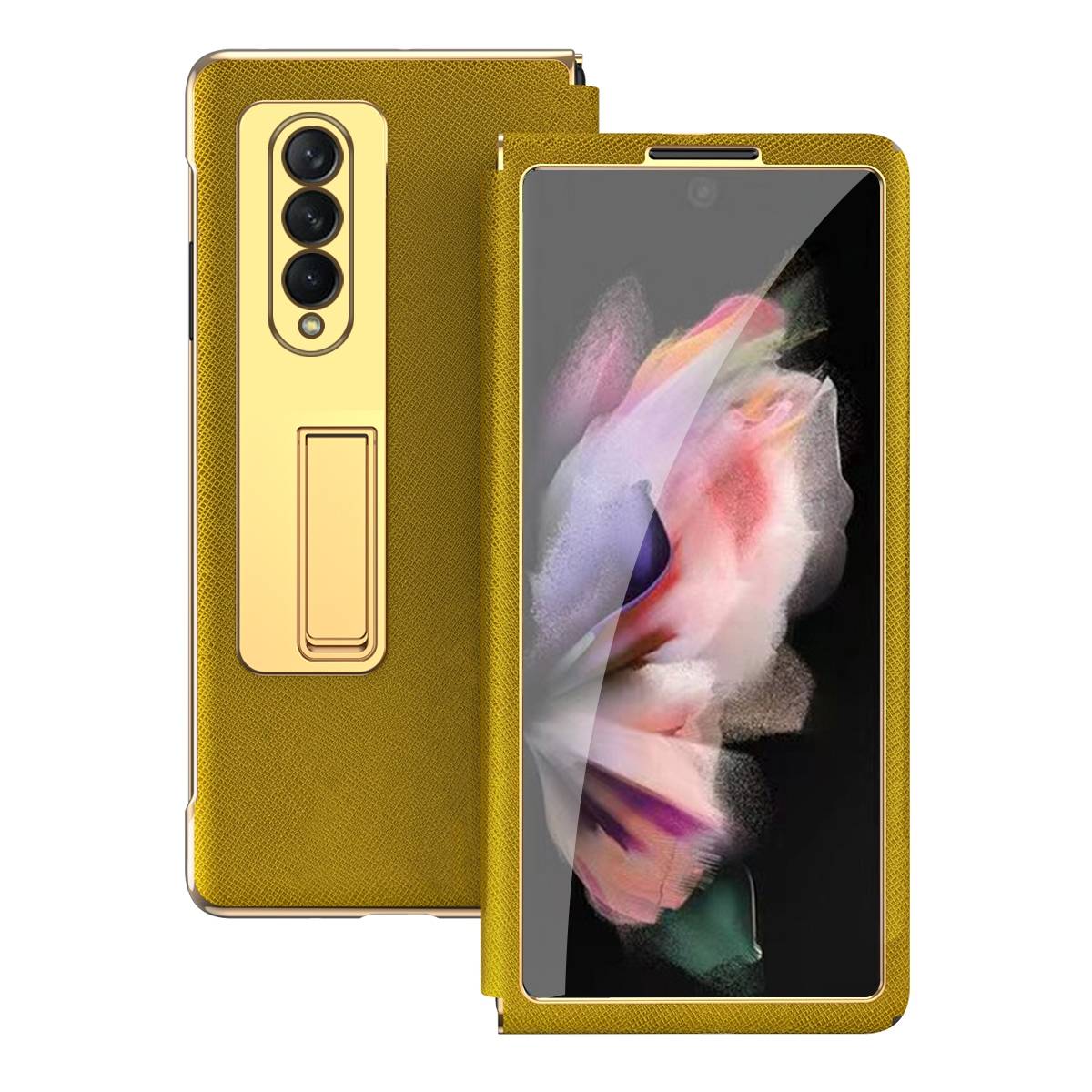 Samsung Galaxy Z Fold4 5G Galvanik Linsenrahmen + Hart Glas Handy Tasche Hülle Etuis Gold