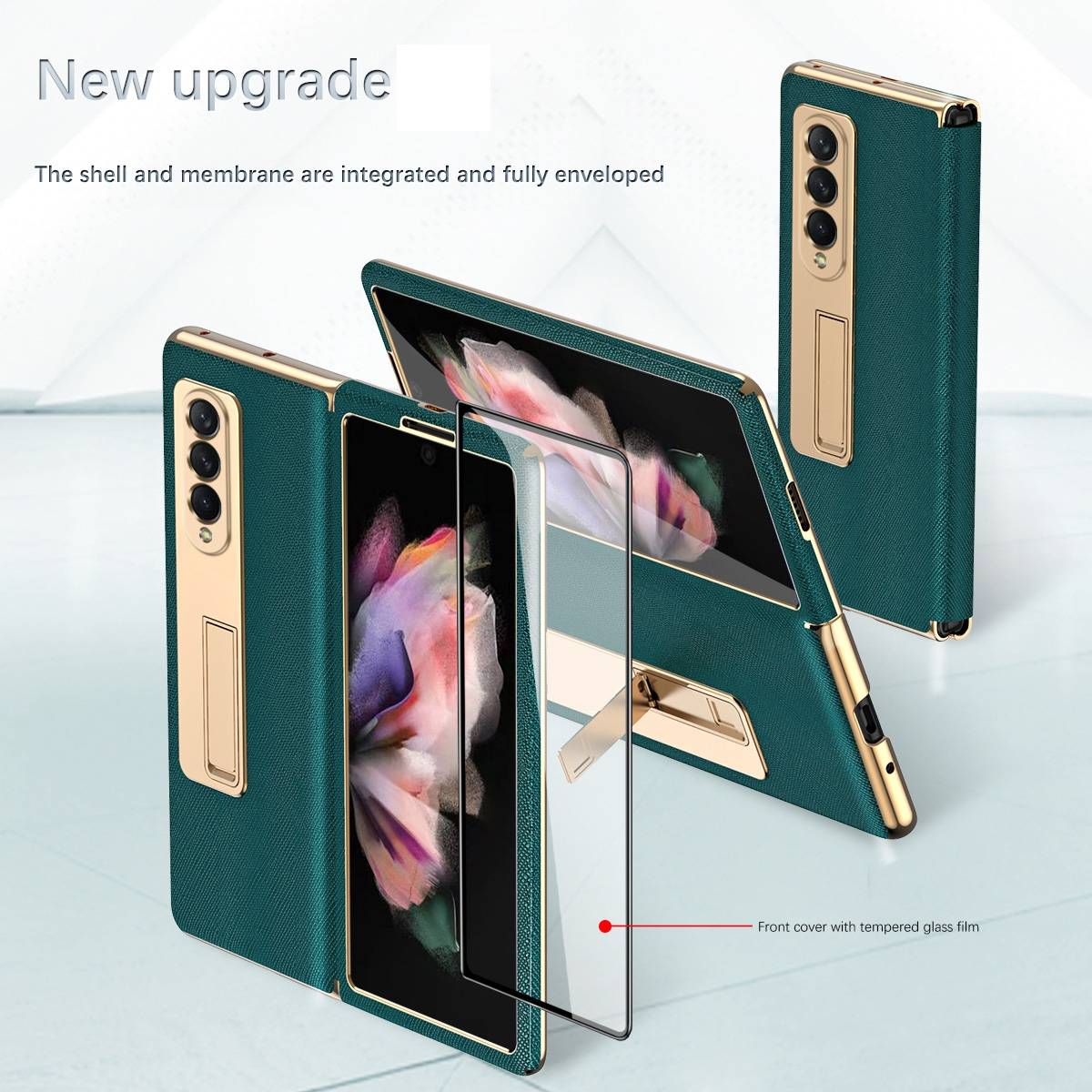 Samsung Galaxy Z Fold4 5G Galvanik Linsenrahmen + Hart Glas Handy Tasche Hülle Etuis Gold