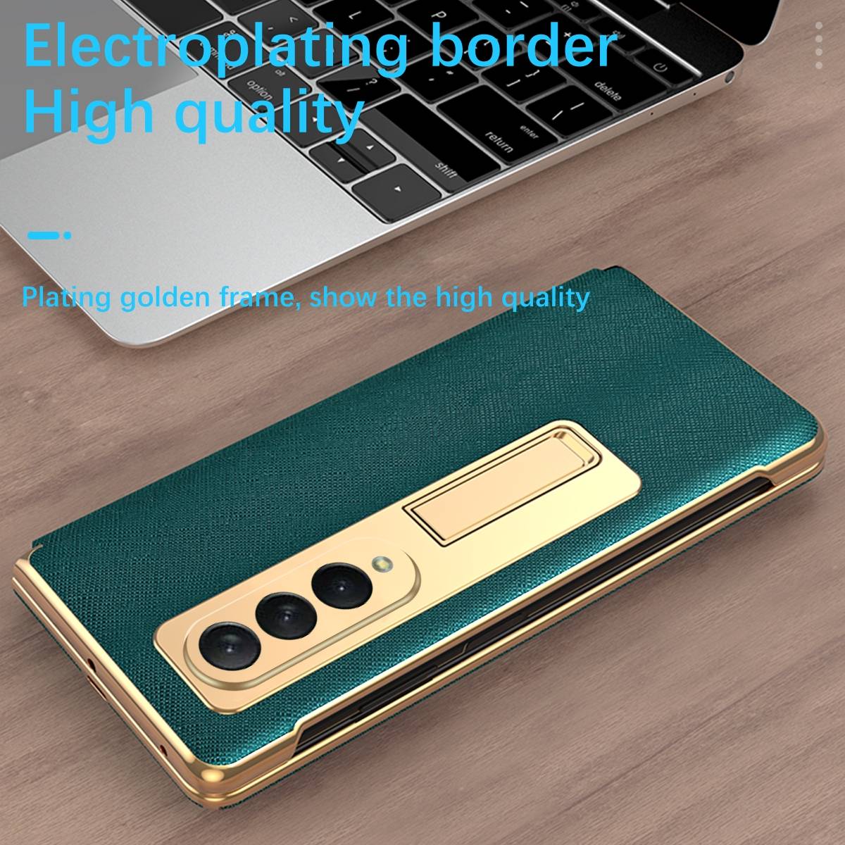Samsung Galaxy Z Fold4 5G Galvanik Linsenrahmen + Hart Glas Handy Tasche Hülle Etuis Gold