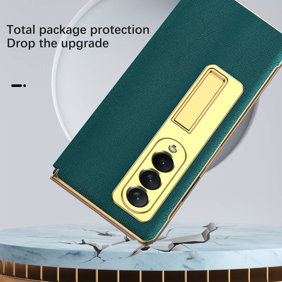 Samsung Galaxy Z Fold4 5G Galvanik Linsenrahmen + Hart Glas Handy Tasche Hülle Etuis Gold