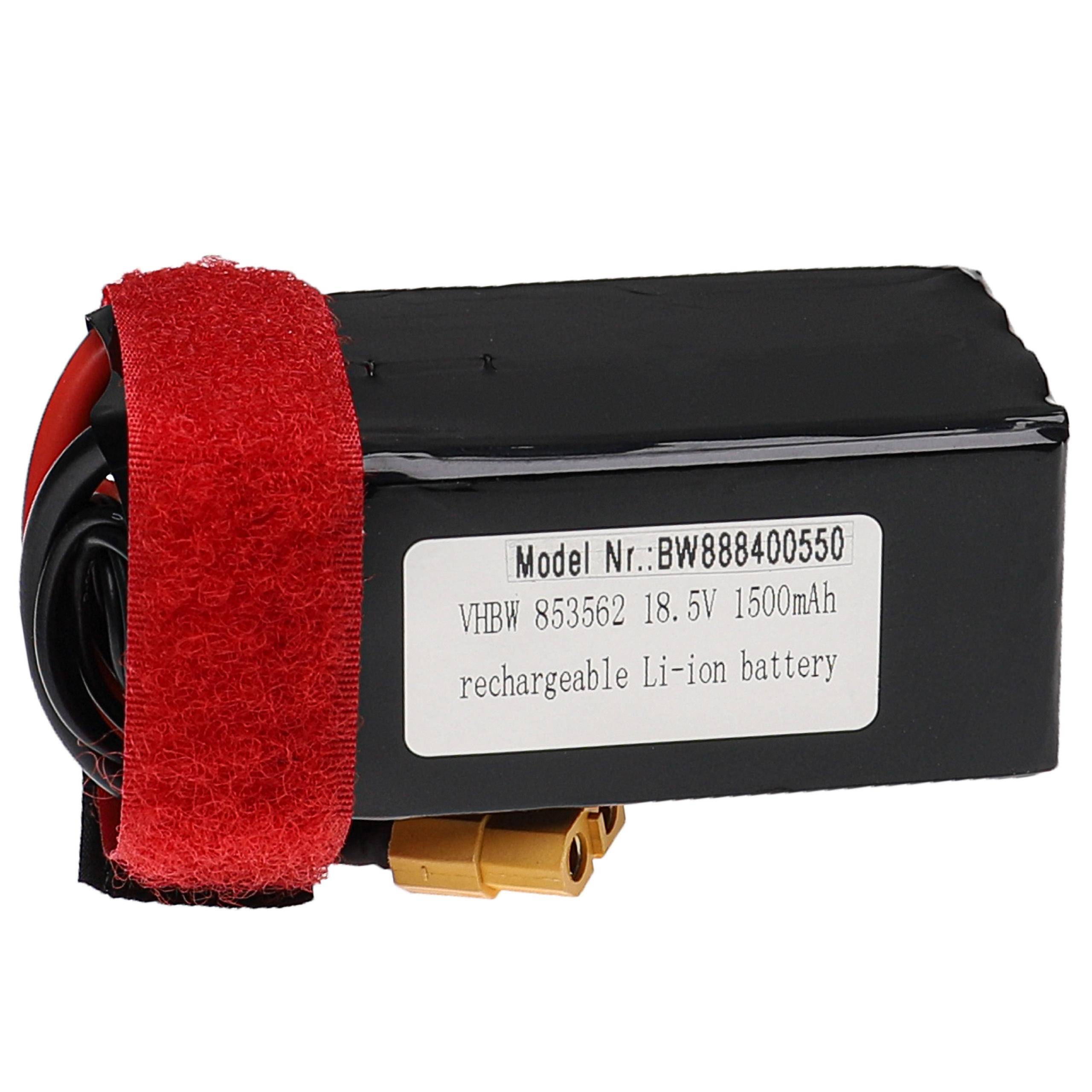 vhbw Akku kompatibel mit XT60 Stecker für Modellbau z.B. Racing Car, Helikopter, Flugzeug (1500mAh, 18,5V, Li-Polymer)