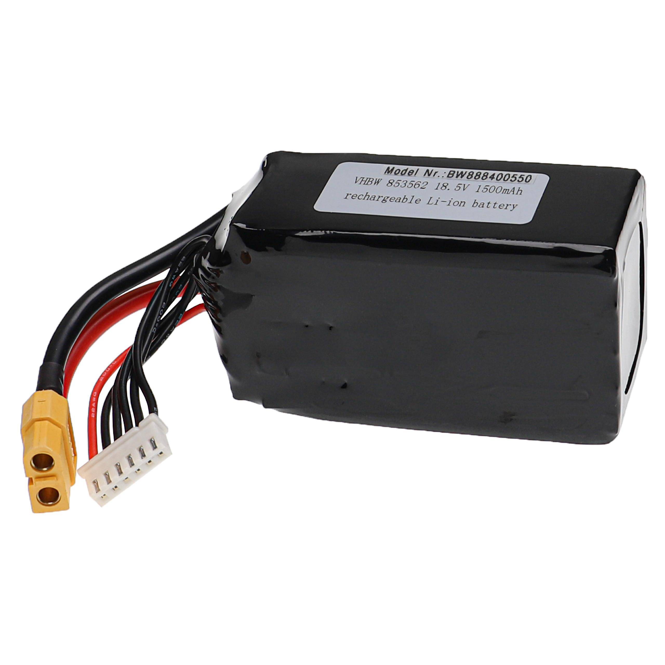 vhbw Akku kompatibel mit XT60 Stecker für Modellbau z.B. Racing Car, Helikopter, Flugzeug (1500mAh, 18,5V, Li-Polymer)