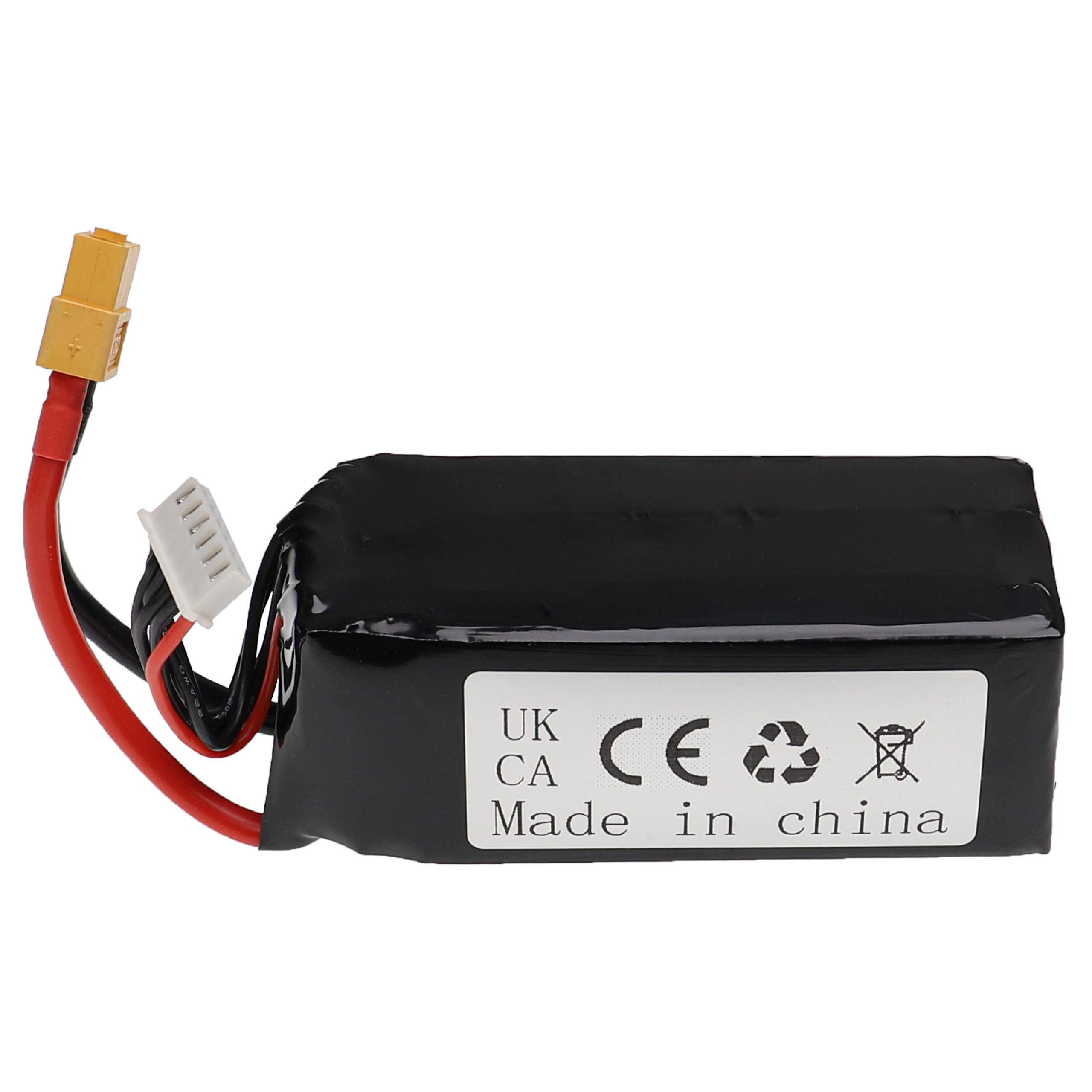 vhbw Akku kompatibel mit XT60 Stecker für Modellbau z.B. Racing Car, Helikopter, Flugzeug (1800mAh, 18,5V, Li-Polymer, 91 x 36 x 43 mm)