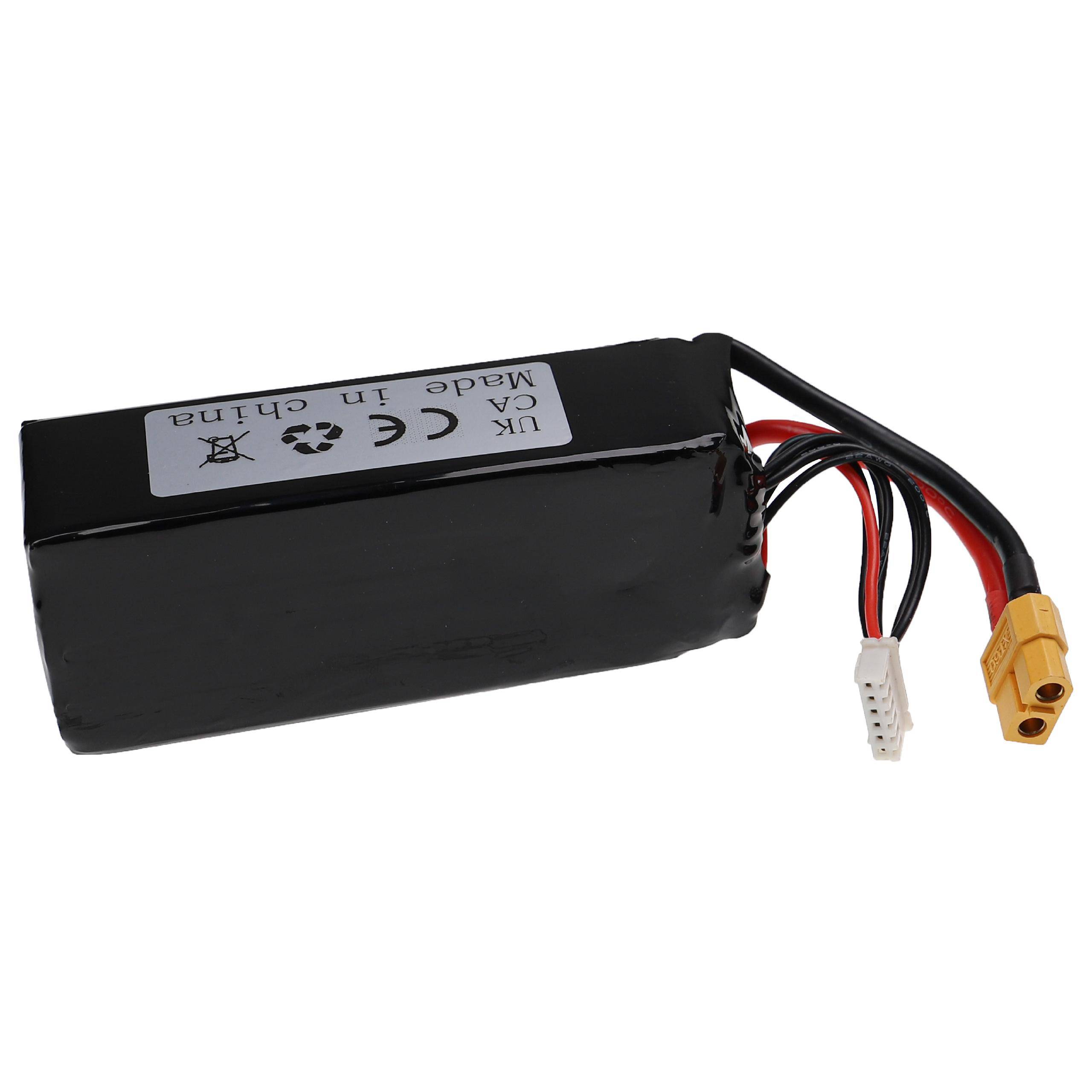 vhbw Akku kompatibel mit XT60 Stecker für Modellbau z.B. Racing Car, Helikopter, Flugzeug (2000mAh, 18,5V, Li-Polymer, 105 x 36 x 40 mm)