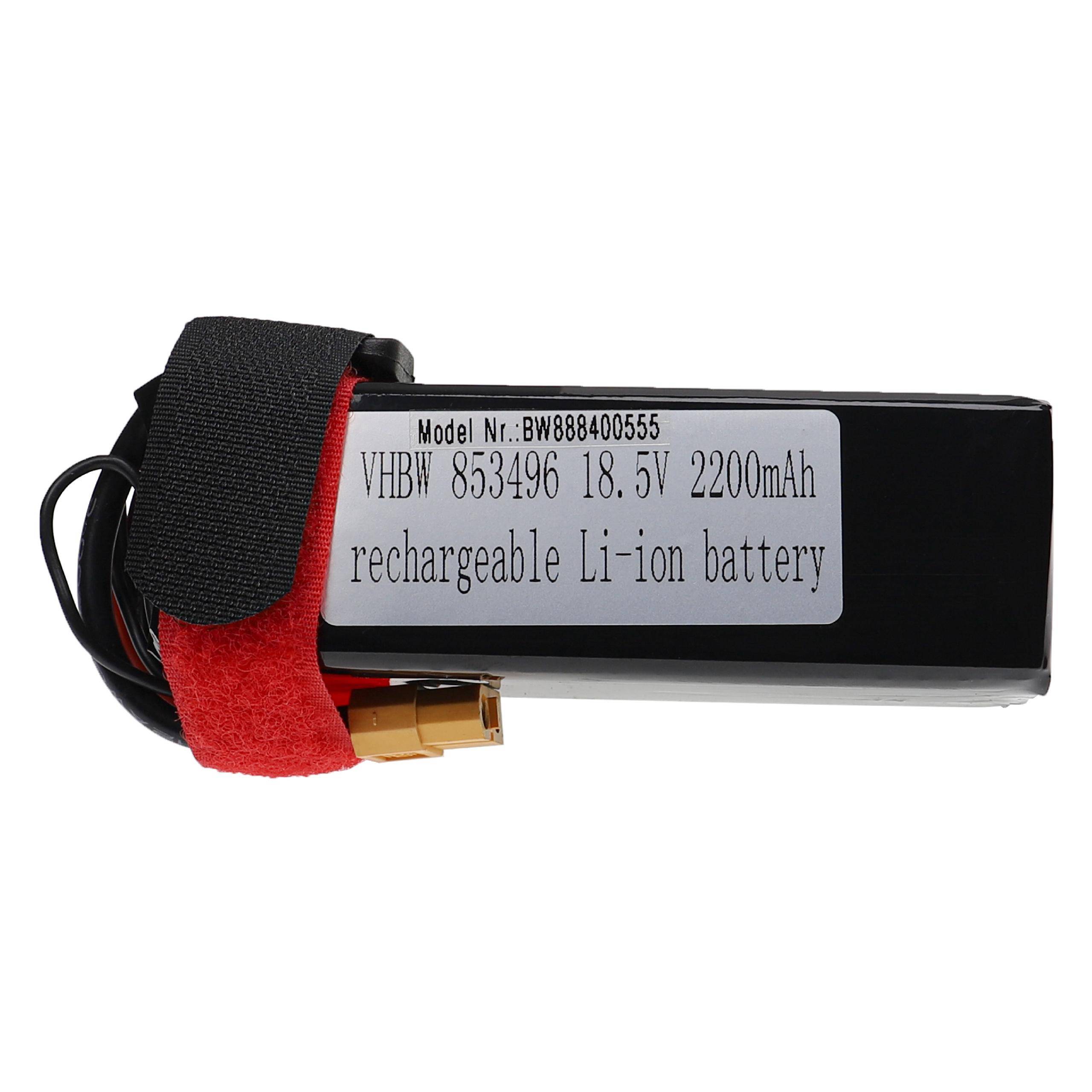 vhbw Akku kompatibel mit XT60 Stecker für Modellbau z.B. Racing Car, Helikopter, Flugzeug (2200mAh, 18,5V, Li-Polymer)