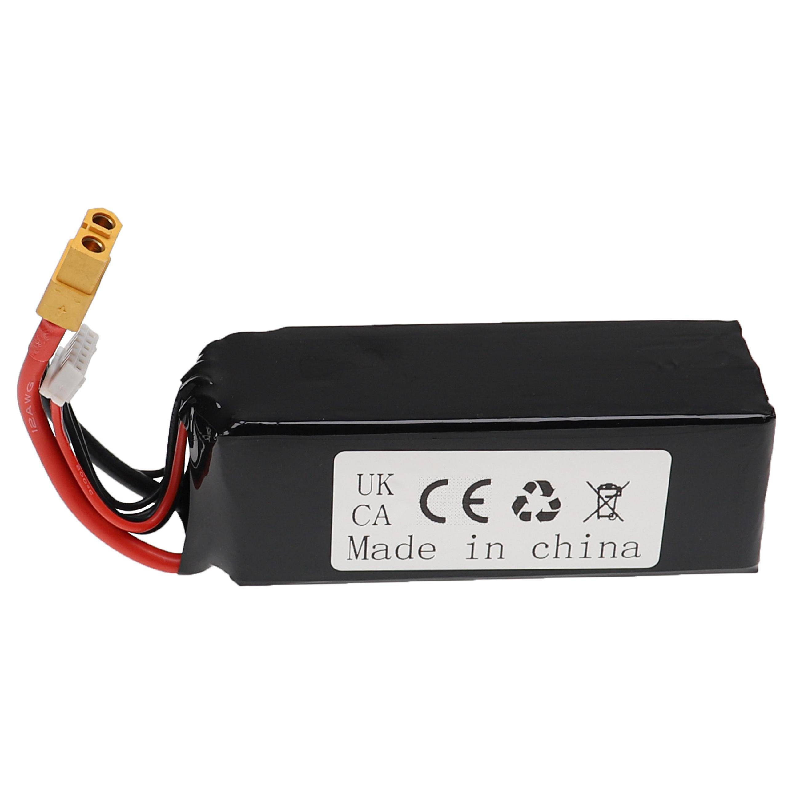 vhbw Akku kompatibel mit XT60 Stecker für Modellbau z.B. Racing Car, Helikopter, Flugzeug (2200mAh, 18,5V, Li-Polymer)