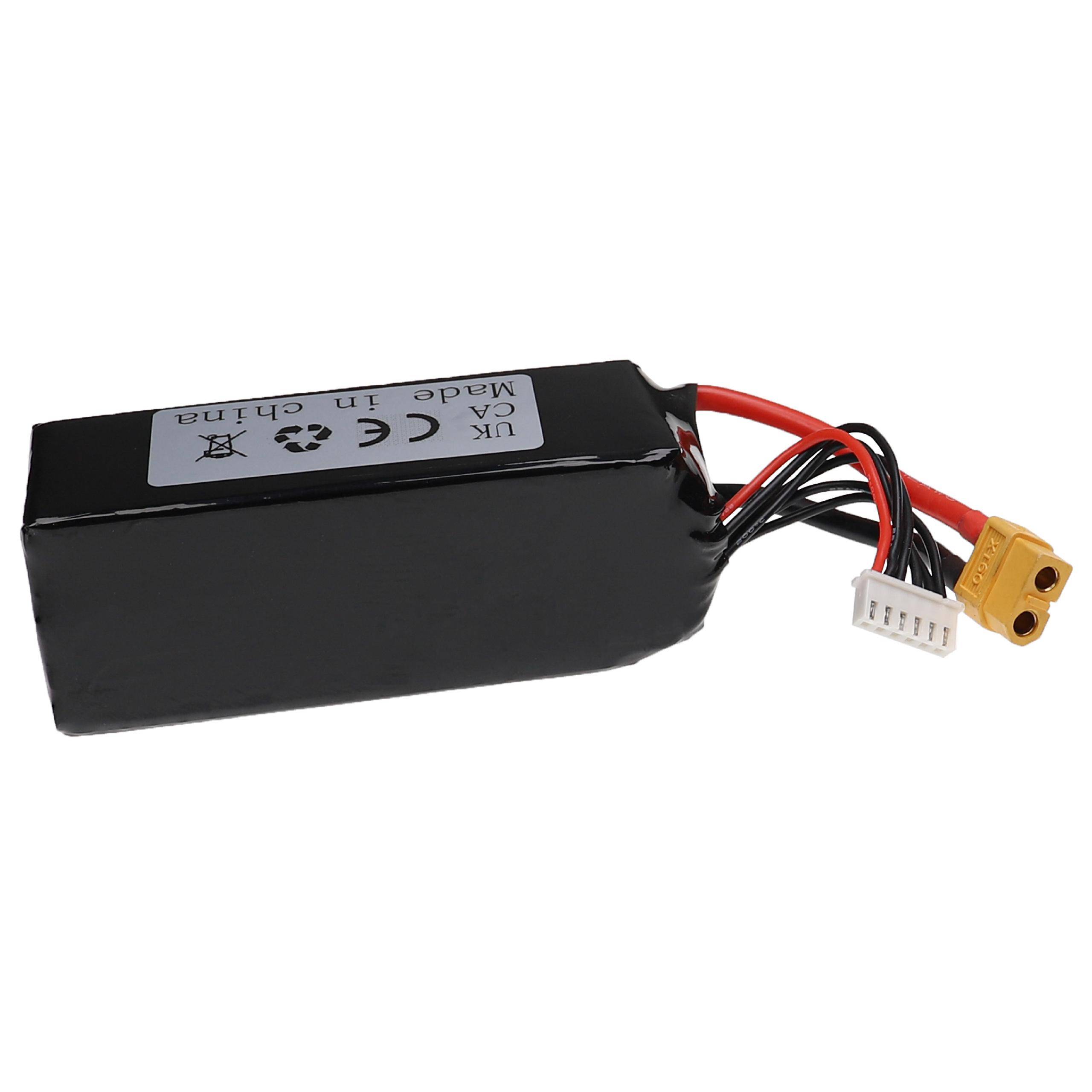 vhbw Akku kompatibel mit XT60 Stecker für Modellbau z.B. Racing Car, Helikopter, Flugzeug (2200mAh, 18,5V, Li-Polymer)