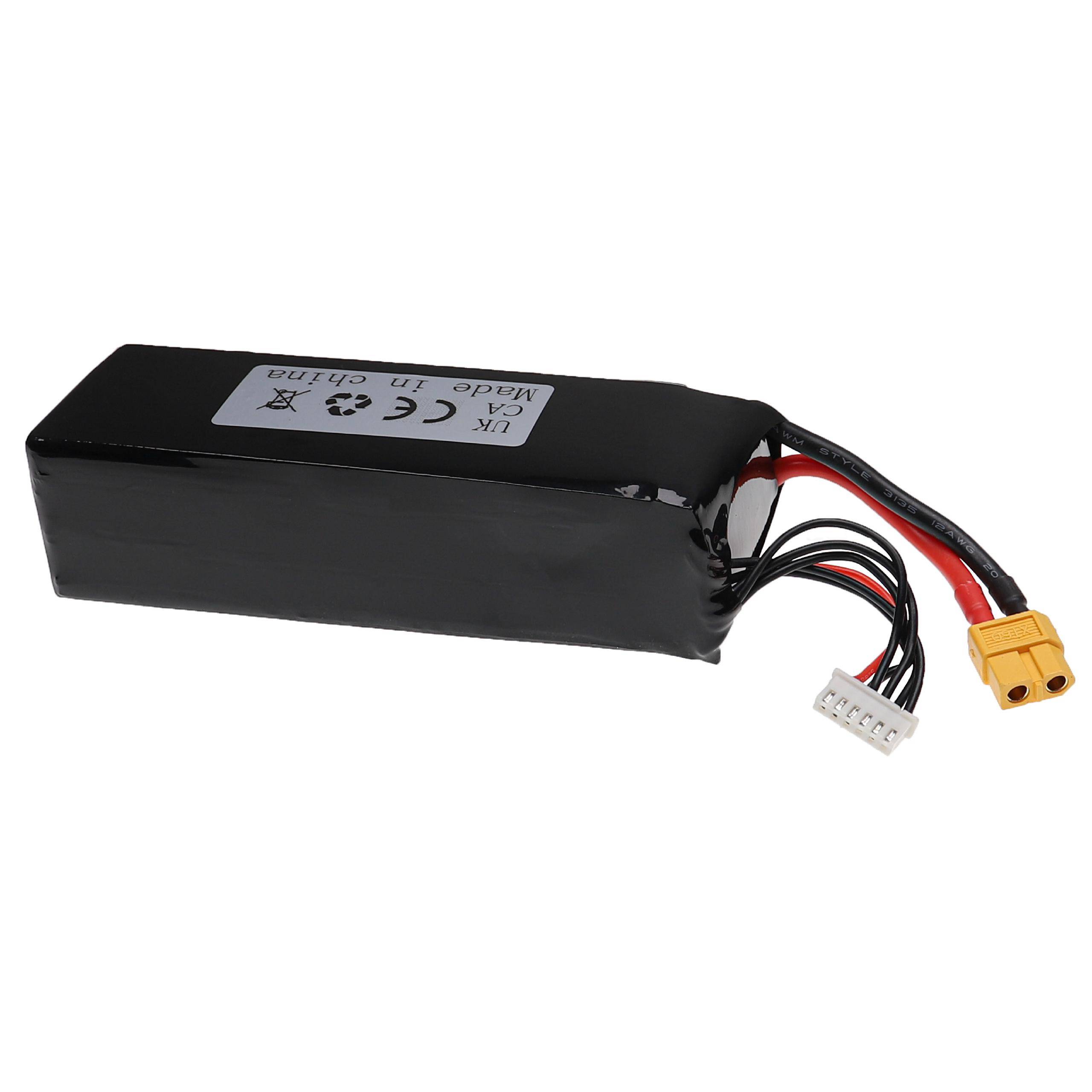 vhbw Akku kompatibel mit XT60 Stecker für Modellbau z.B. Racing Car, Helikopter, Flugzeug (3500mAh, 18,5V, Li-Polymer)