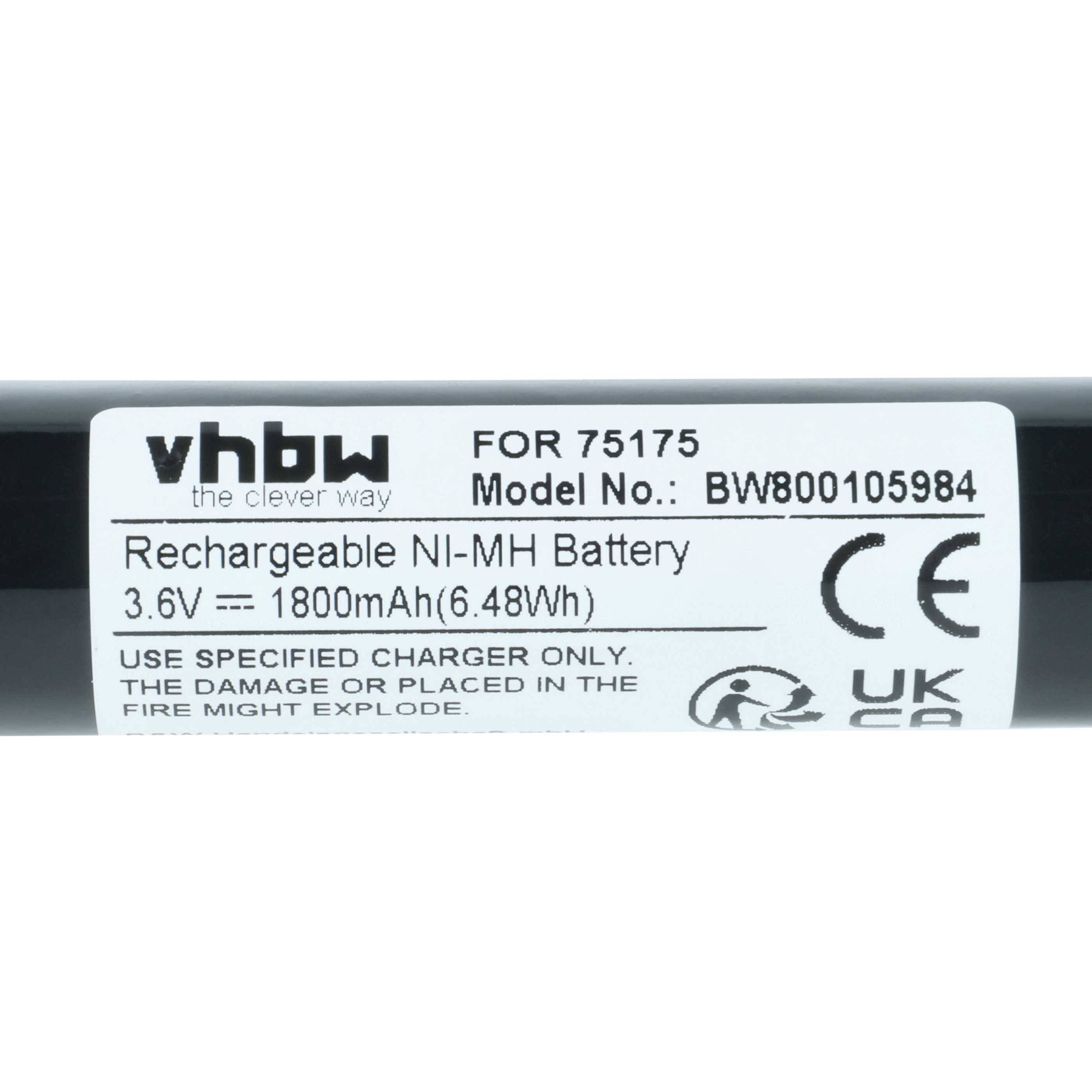 vhbw Akku kompatibel mit Pelican Stinger HP, XT, XT HP Taschenlampe Kopflampe (1800mAh, 3,6V, NiMH)