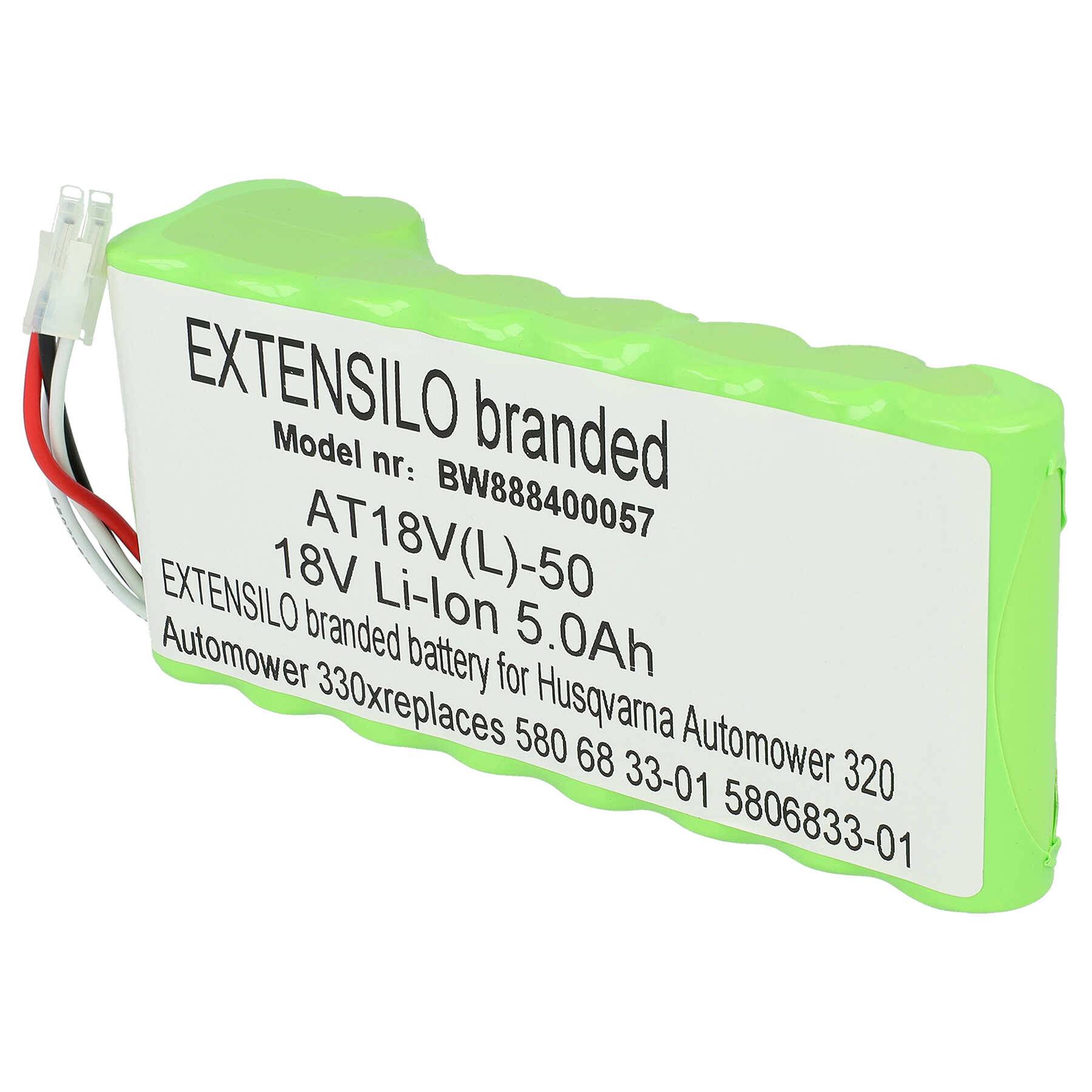EXTENSILO Akkupack kompatibel mit Husqvarna Automower 320, 420 bis BJ 2019/2020 Rasenroboter (5000mAh 18V Li-Ion)