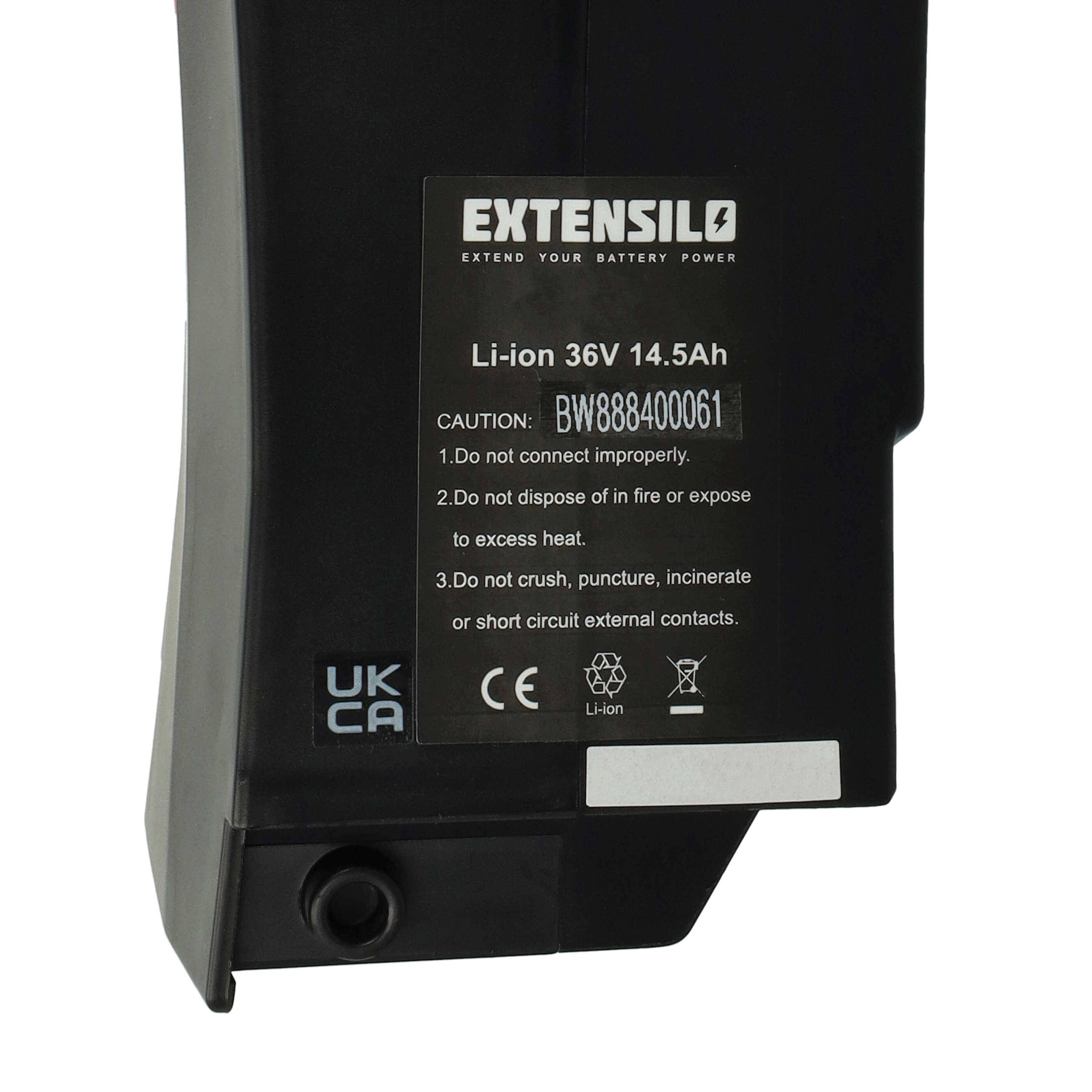 EXTENSILO Akku kompatibel mit Kalkhoff Tasman Tour XXL C8 8-G, Tour i8R 8-G Nexus E-Bike Elektrofahrrad (14,5Ah, 36V, Li-Ion, Schwarz)
