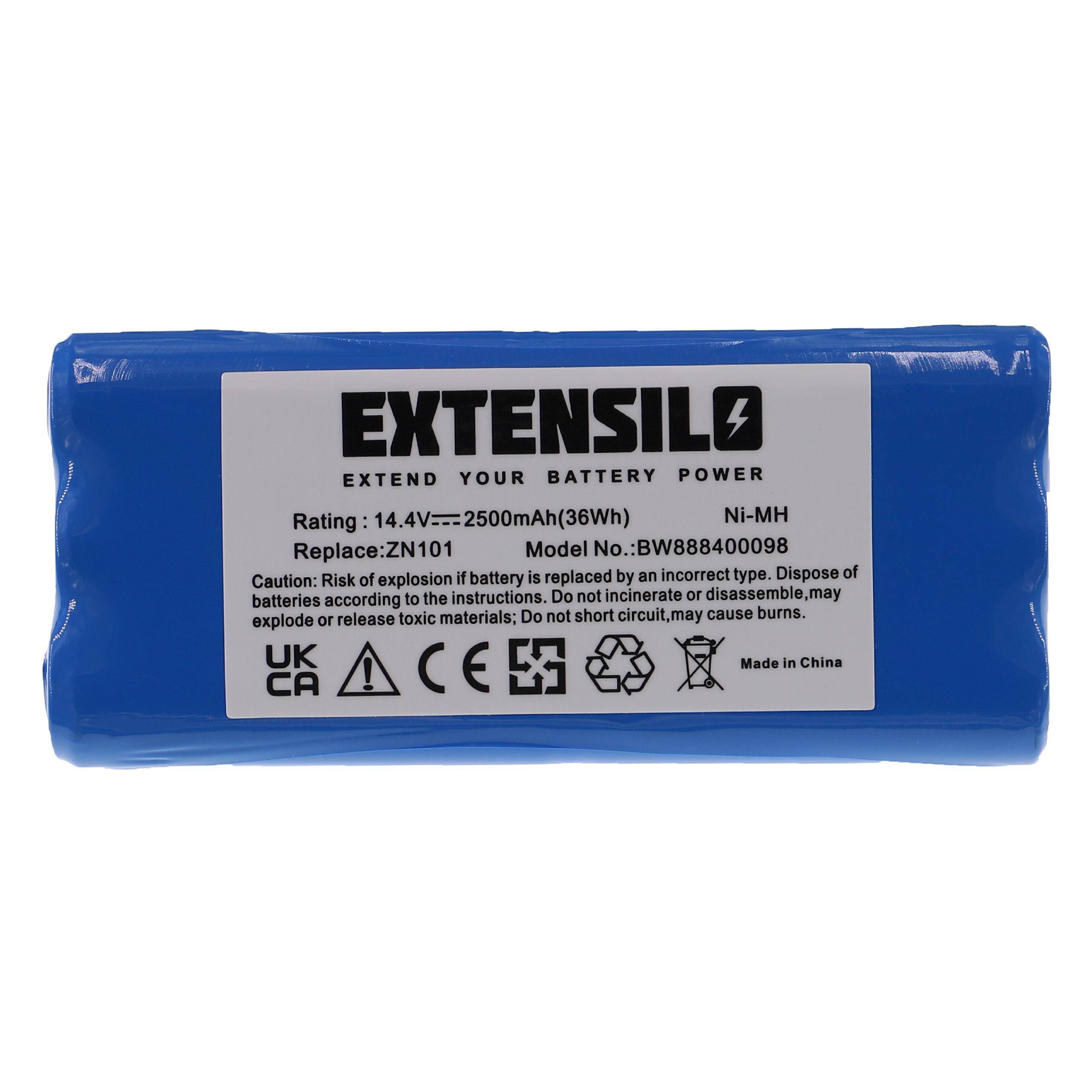 EXTENSILO Akku Ersatz für Pyle PRTPUCRC25BAT für Staubsauger (2500 mAh, 14,4 V, NiMH)