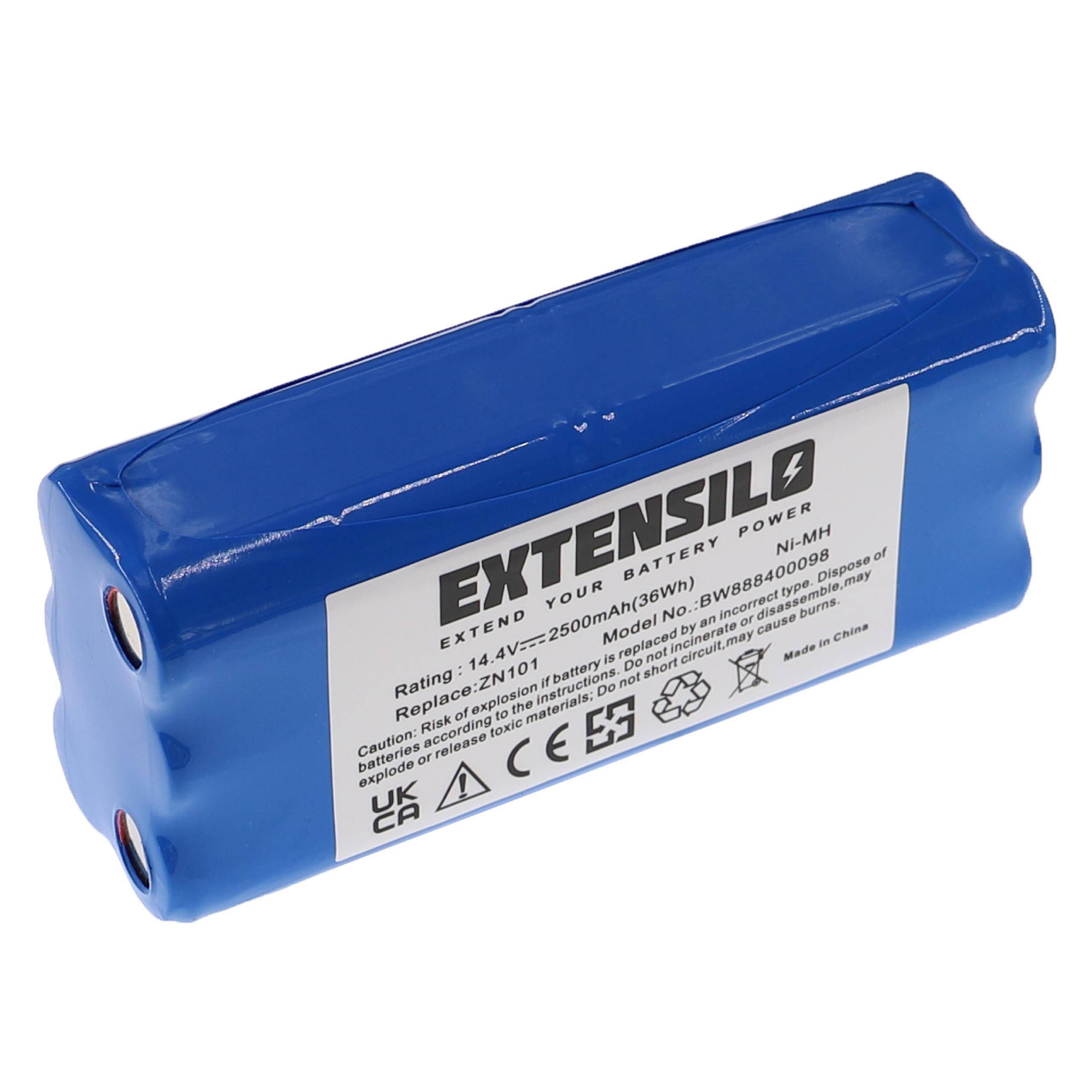 EXTENSILO Akku Ersatz für Dirt Devil R1-L051B, 0607004, 0610014, 0606004 | für 0611004 für Staubsauger (2500 mAh, 14,4 V, NiMH)