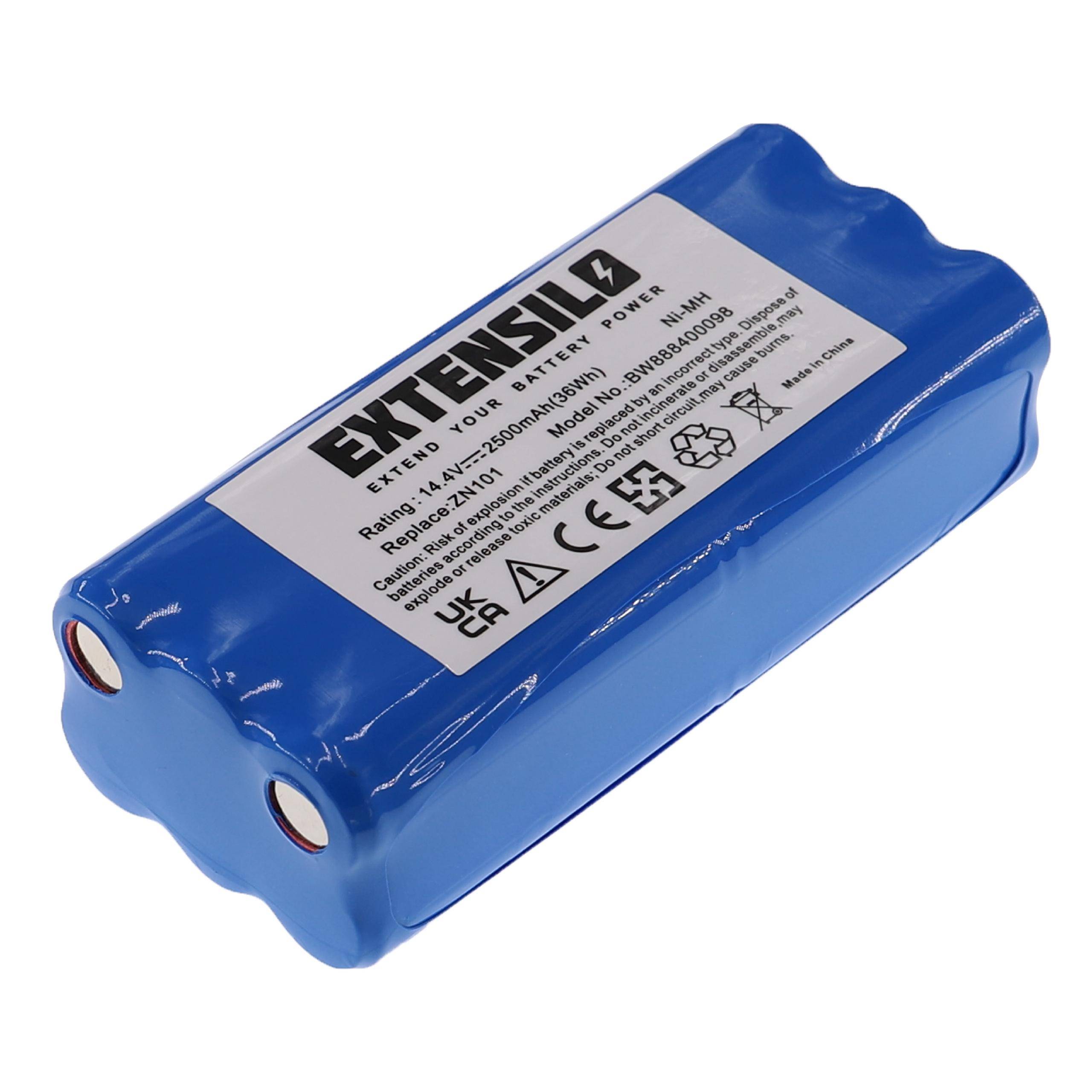 EXTENSILO Akku Ersatz für Dirt Devil R1-L051B, 0607004, 0610014, 0606004 | für 0611004 für Staubsauger (2500 mAh, 14,4 V, NiMH)