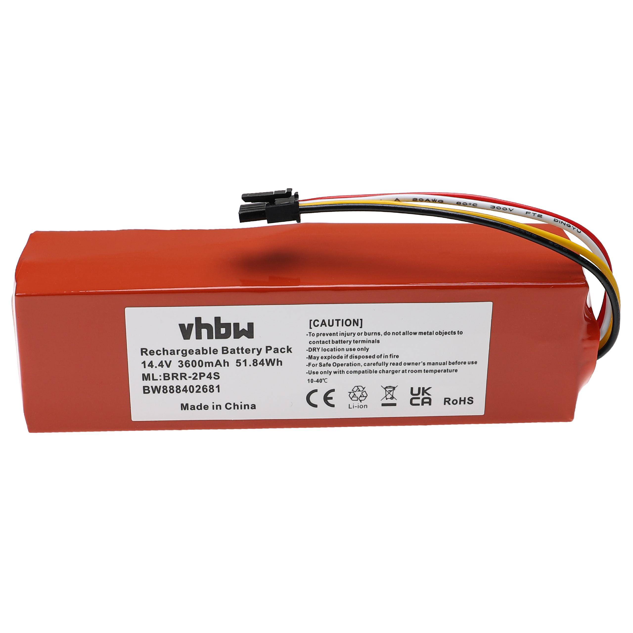 vhbw Akku kompatibel mit Xiaomi Roborock Q8 Max+ Q8MP02-00, Q8 Max+, Q8 Max Saugroboter (3600 mAh, 14,4 V, Li-Ion)