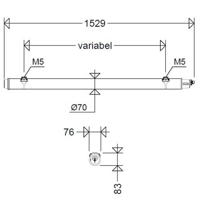 Schuch Licht LED-Rohrleuchte 107 15L60 XR LW DIMD