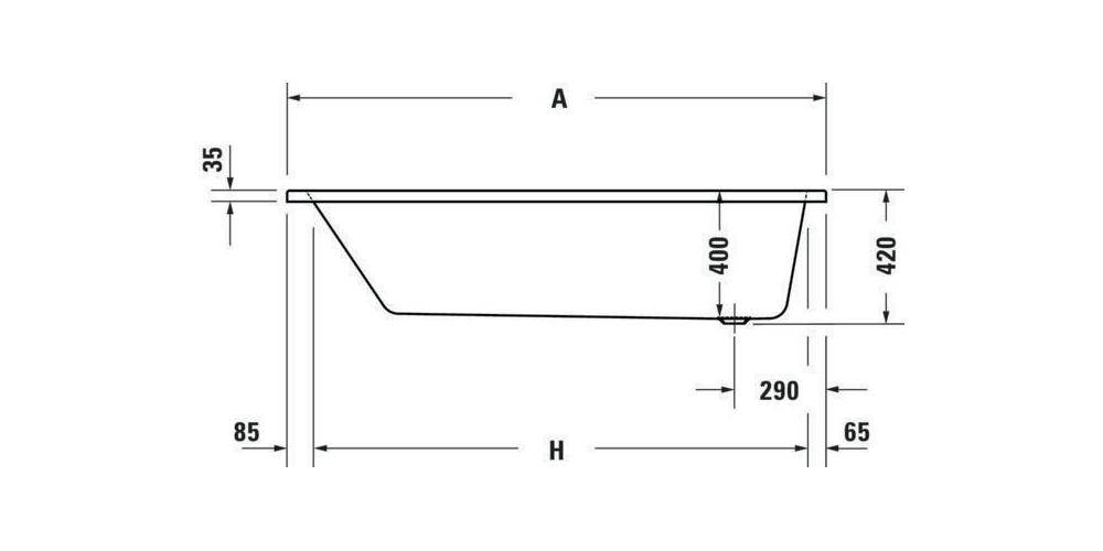 Duravit Badewanne No 1 1 Rückenschrägen weiß 1700x750mm weiß 1700 x