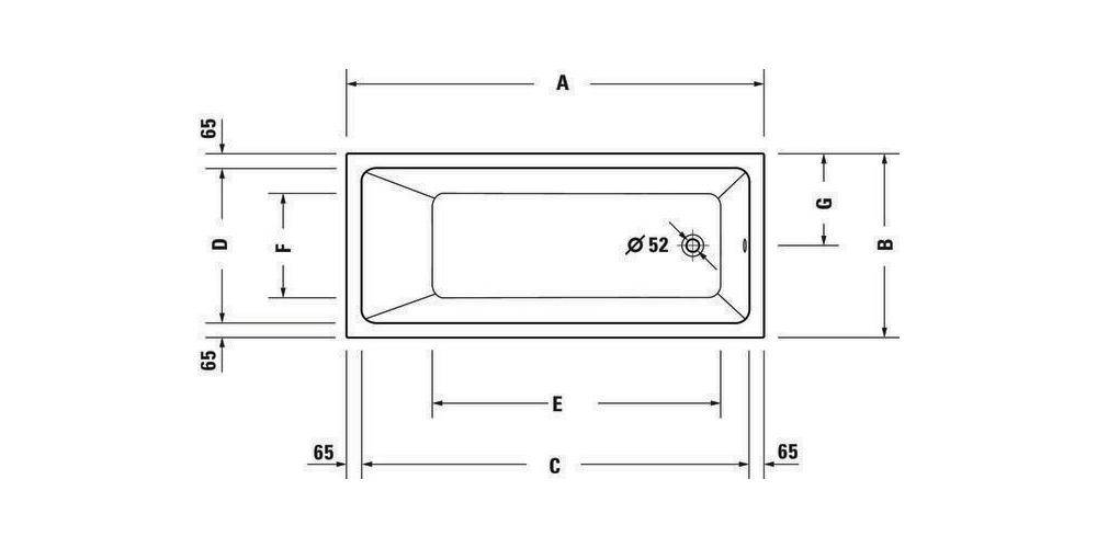 Duravit Badewanne No 1 1 Rückenschrägen weiß 1700x750mm weiß 1700 x