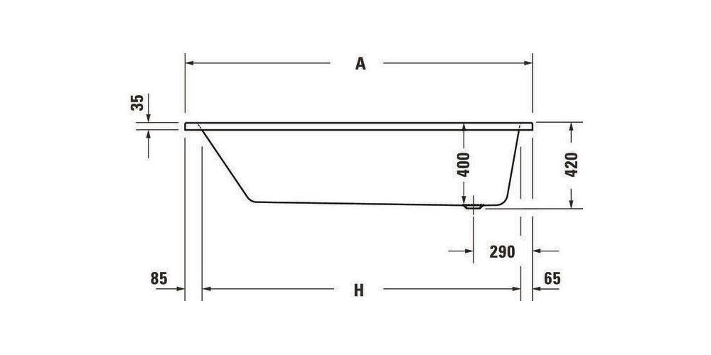 Duravit Badewanne No 1 1 Rückenschrägen weiß 1800x800mm weiß 1800 x